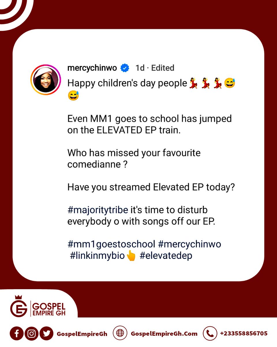 gospelempireoff's tweet photo. ◾ “Mercy Chinwo followed man” – @MMercychinwo stirs funny reactions with new skit 💯
_
🔴 Follow @gospelempiregh for more Christian News‼️
_
#GospelEmpireGh #StrictlyGospel #mercyisblessed #mercychinwo #viral #trending #gospel #comedy #memes #funny #instablog #tundeednut #naija https://t.co/cuAcLRvRTv