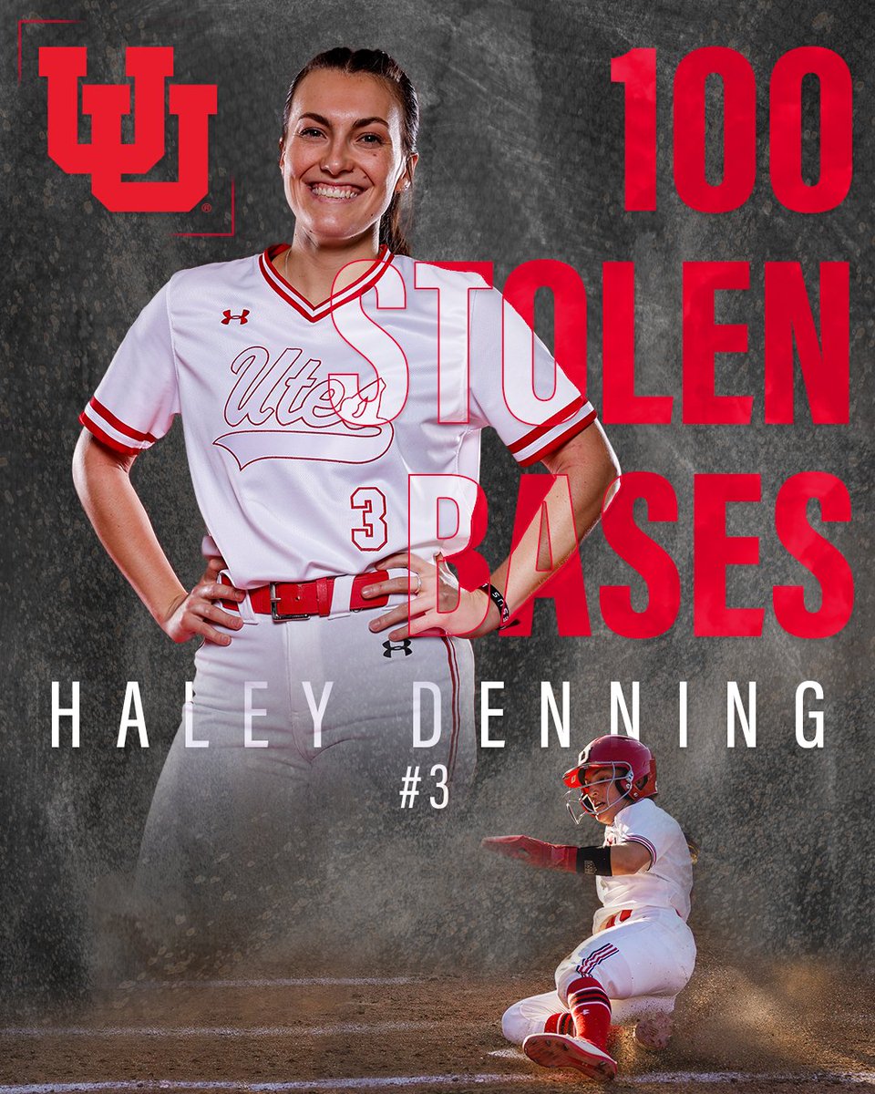 Utah Softball (@utah_softball) on Twitter photo With that stolen base in the second inning, Haley Denning has become the third Ute to ever reach 100 steals!
Congrats, <a href="/HaleyDenning/">Haley Denning</a>!
#GoUtes With that stolen base in the second inning, Haley Denning has become the third Ute to ever reach 100 steals!
Congrats, <a href="/HaleyDenning/">Haley Denning</a>!
#GoUtes