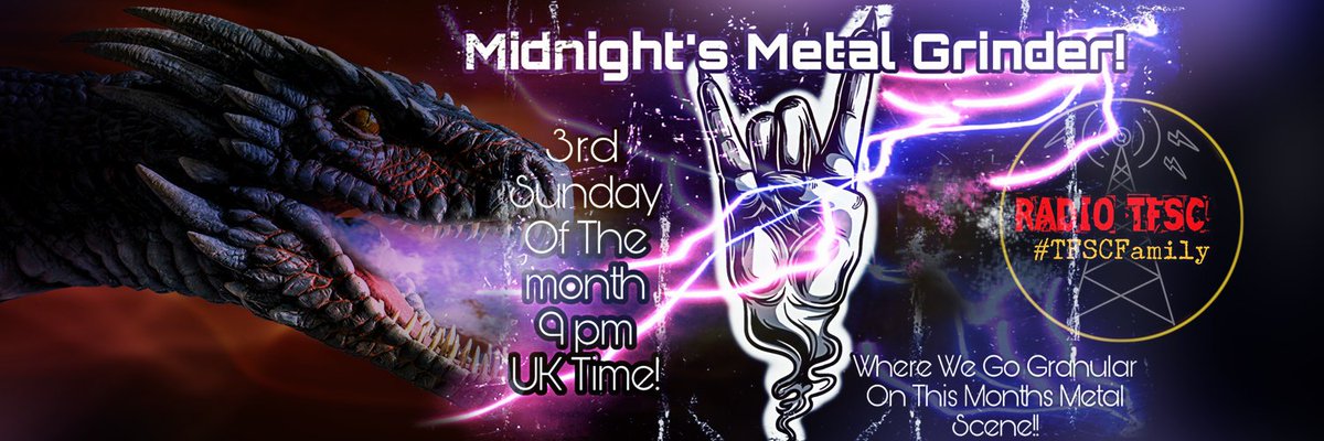 Midnight_Furie's tweet photo. #Furieans Join me & #MetalRazzi & #MetalJester tonight from 9pm UK for #MidnightsMetalGrinder on @RadioTfsc where we go granular on this month's #metal scene!
@ChatsongMusic @ITHERETWEETER1 @936Arrow @dorner_martina @AnjiPulling @WhiteCrone @Rise2theSky @TOMtheorganized https://t.co/hnwazj5hBL