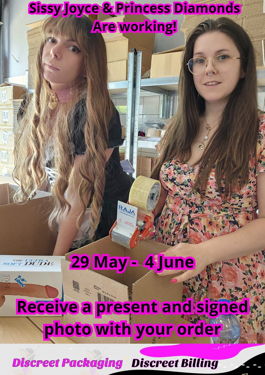 Our employe is enjoying a well earned holiday so it's time for @sissyjoyce and <a href="/Diamonds4MeNow/">Princess Diamonds</a> to pack your orders! Receive a free gift 🎁 and exclusive signed photo with every order this week only!
👉 sissymarket.com 👈