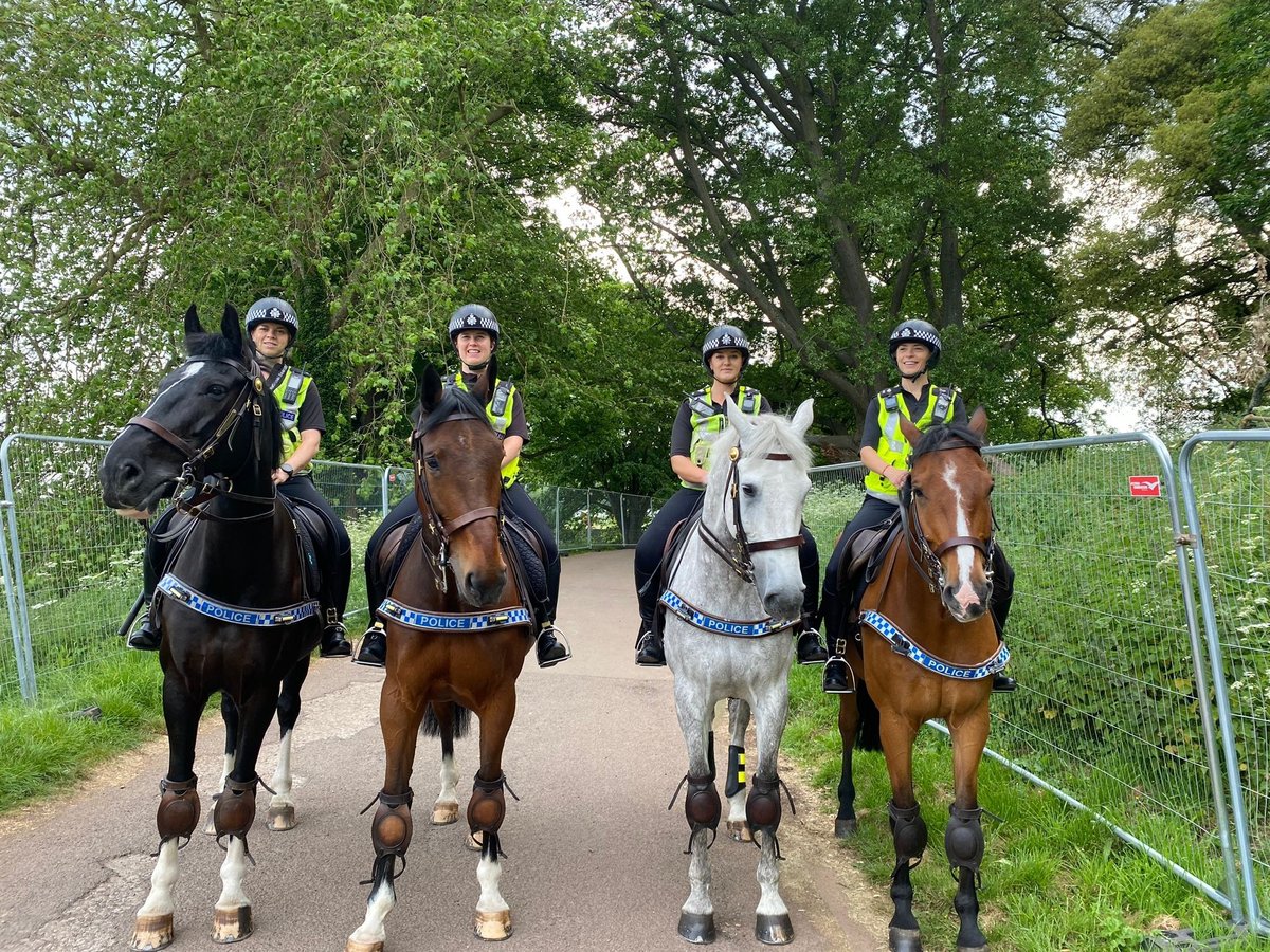 Windsor, Somerset, Platinum and St. Michael are at Ashton Court again this evening making sure everyone says safe at Love Saves the Day 💕🐴 #comeandsayhello #besafefeelsafe
