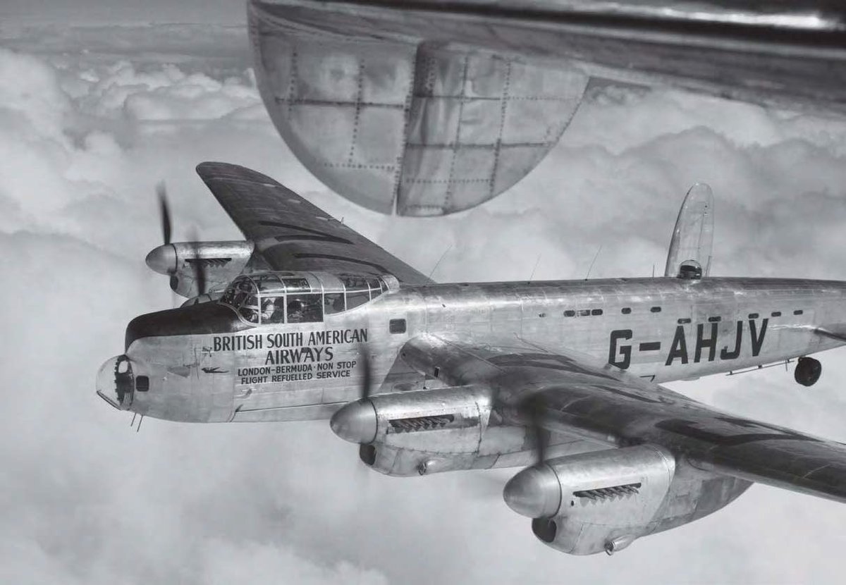 Today in Aviation, British South American Airways began inflight refuelling trials on flights between London and Bermuda over the Azores using a converted Avro Lancaster in 1947. 📸: RAF Museum #bsaa #aviationhistory #avgeek #onthisday