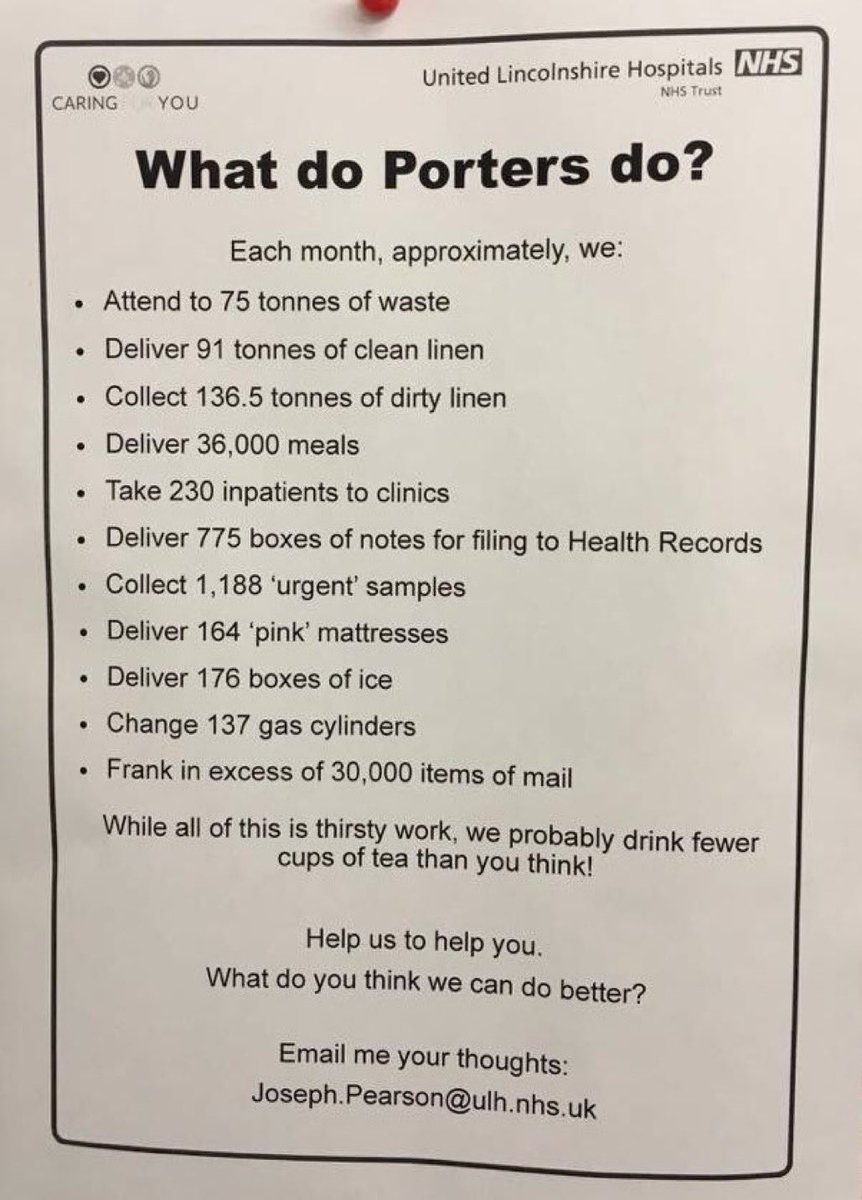 NHS porters are incredible. Please RT if you agree.