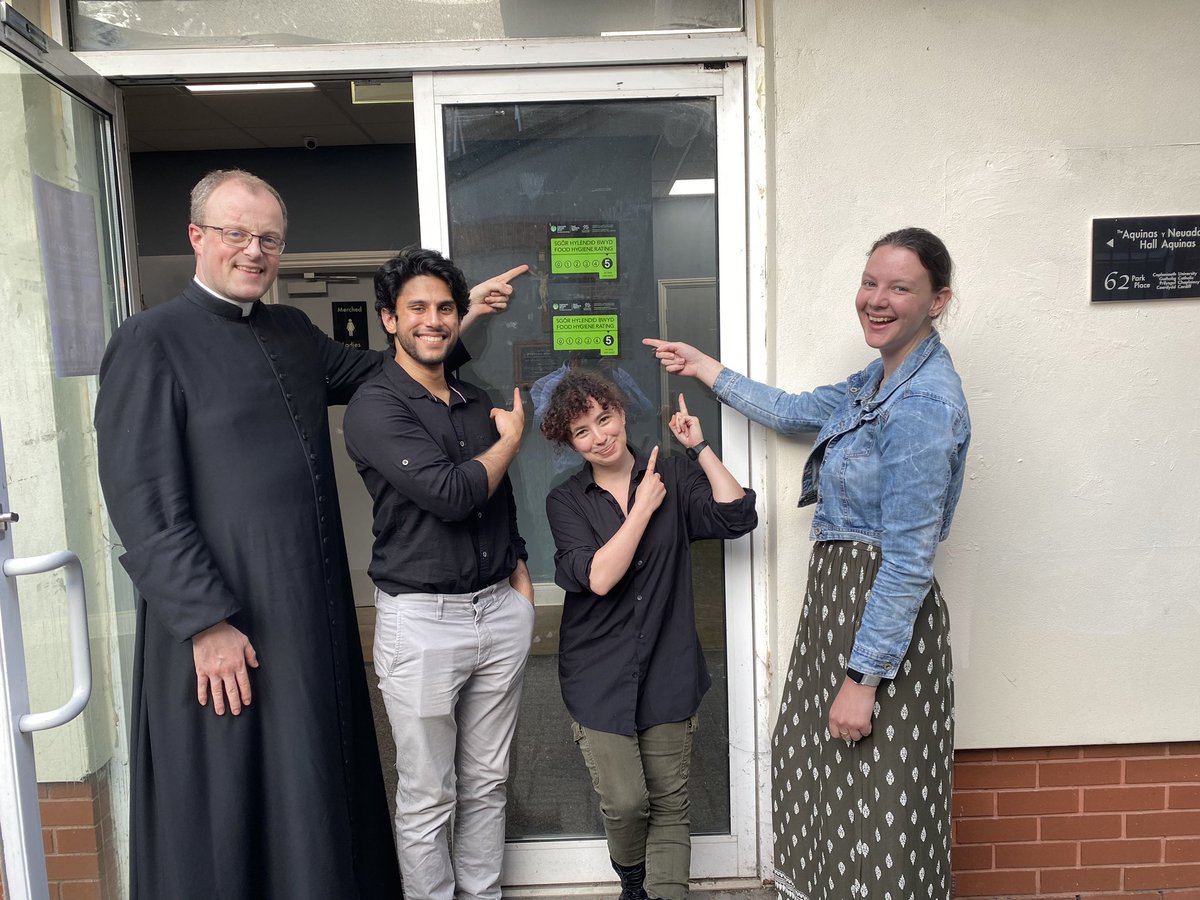 cardiffcathchap's tweet photo. Celebrating our 5 stars food hygiene rating on Pentecost with our expert cooks, Abi and Cecilia &amp; Danny. https://t.co/OZUc570kTH