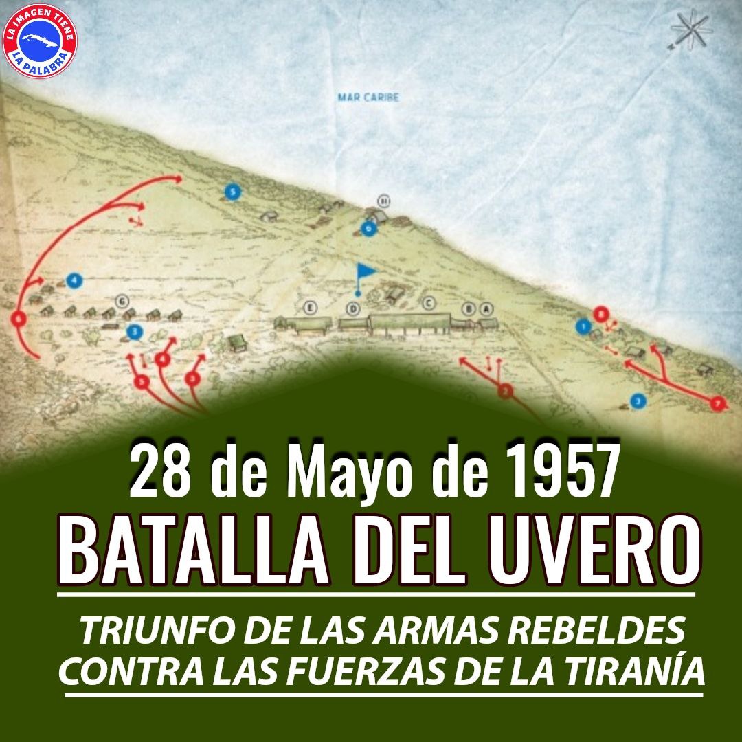 Gran victoria del Ejército Rebelde contra la tiranía batistiana, la Batalla del Uvero marco pauta en la lucha revolucionaria.
#CubaViveEnSuHistoria 
#MambisesDeAcero