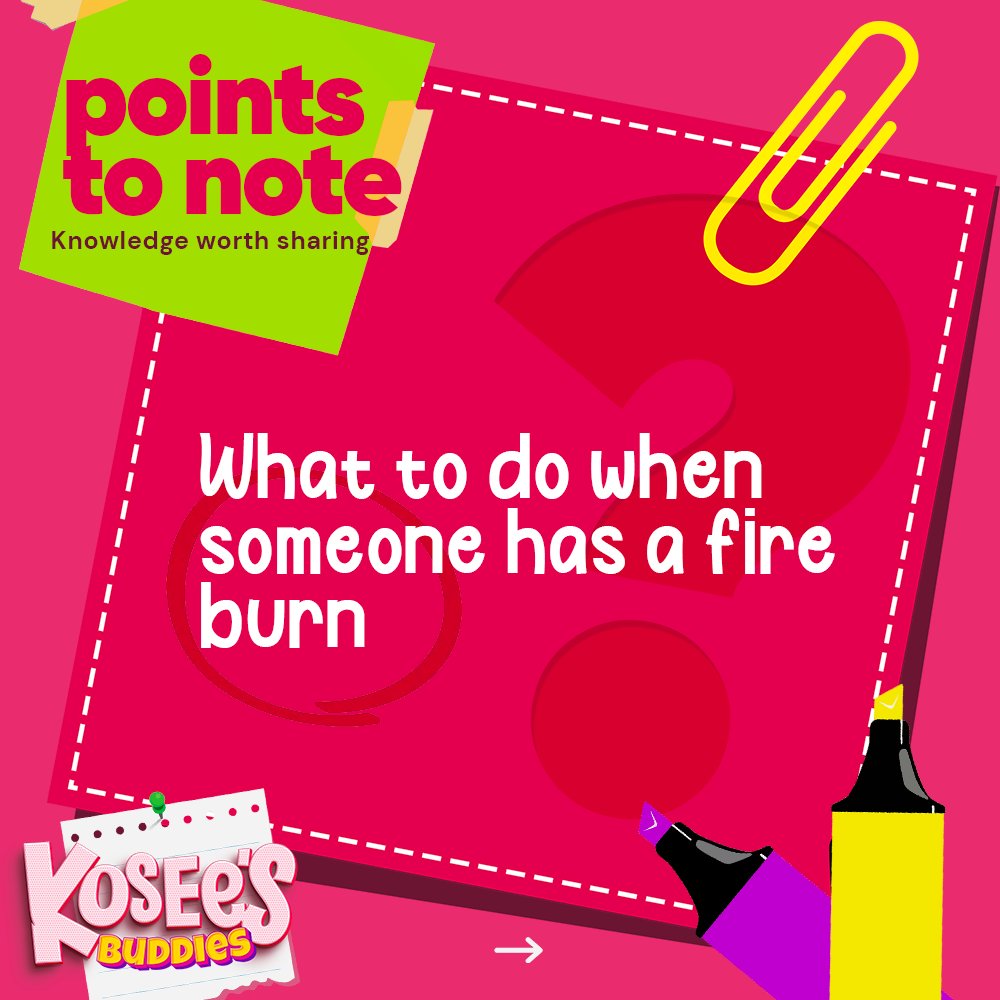 KoseesBuddies's tweet image. Points to Note

What to do when someone has a fire burn.

1/2 

#koseesBuddies #healthTips #pointsToNote #knowledgeSharing #tips #notes #firstAid #kids #points