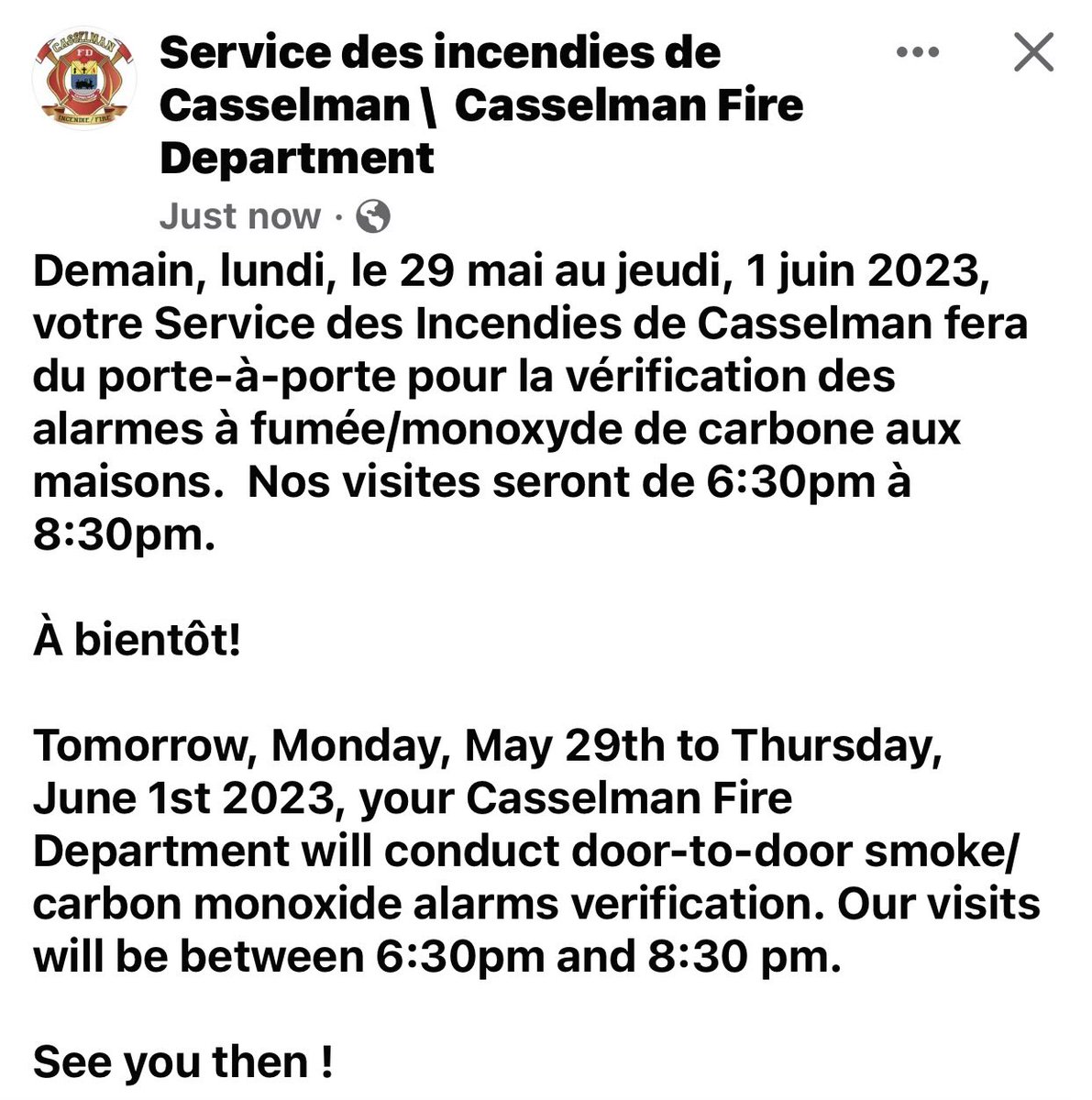 Casselman Fire / Incendie tweet media