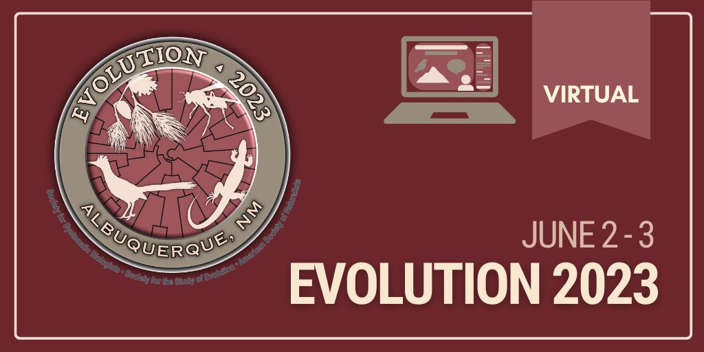 Looking forward to a wide variety of talks at #Evol2023 this Friday and Saturday! Talks are organized by topic: Evolutionary Theory, Macroevolution, Phylogenetics, Population Genetics, Genomics, Behavior, Host-parasite, Systematics, Ecology... (1/2)
