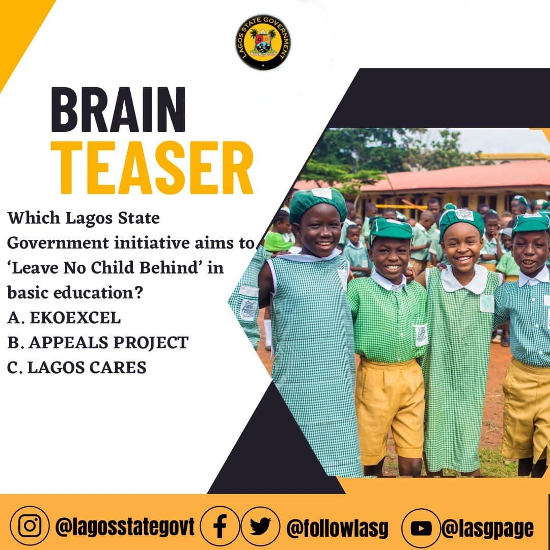 followlasg's tweet image. Brain Teaser

Congratulations to all who answered correctly.
Here&apos;s the answer to yesterday&apos;s  Brain Teaser.
@jidesanwoolu @drobafemihamzat @gbenga_omo 
@Mr_JAGs @fjaji @lasgeducation @lagossubeb @hmokunola_ @gboyegaakosile
#BrainTeaser 
#EKOEXCEL
#LASG #ForAGreaterLagos…
