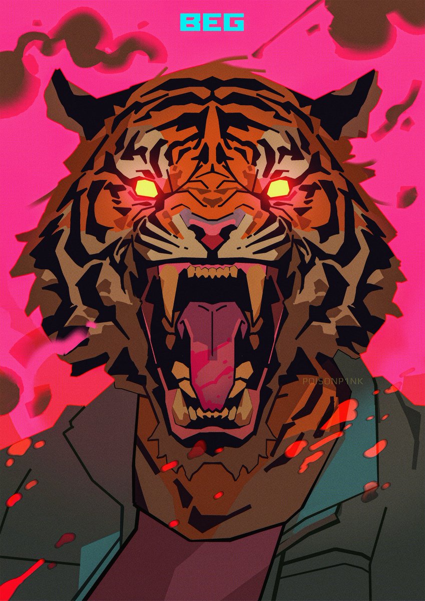 tiger glowing eyes 1boy year of the tiger male focus open mouth 2022  illustration images