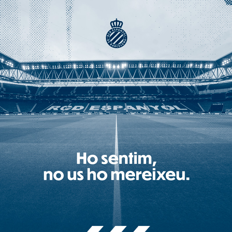 No hi ha paraules per consolar-vos en aquests moments. Només podem dir: ho sentim. Tornarem.
#RCDE