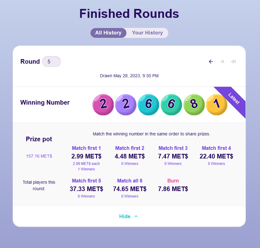 MetaSwapDexLp's tweet photo. Second MET$ Lottery 🎲draw 🎉🎉🎉

Congratulations to the winner 🏆!!! 🍀

Tickets 🎟sales reopened for the next draw on
📆Sunday 04/06/23 at 🕒21:30
with a new Jackpot of 146,31 MET$

 #Lottery #BscChain #MetaSwapDexLp
👇👇👇👇👇👇 https://t.co/vN6tEaLRTE