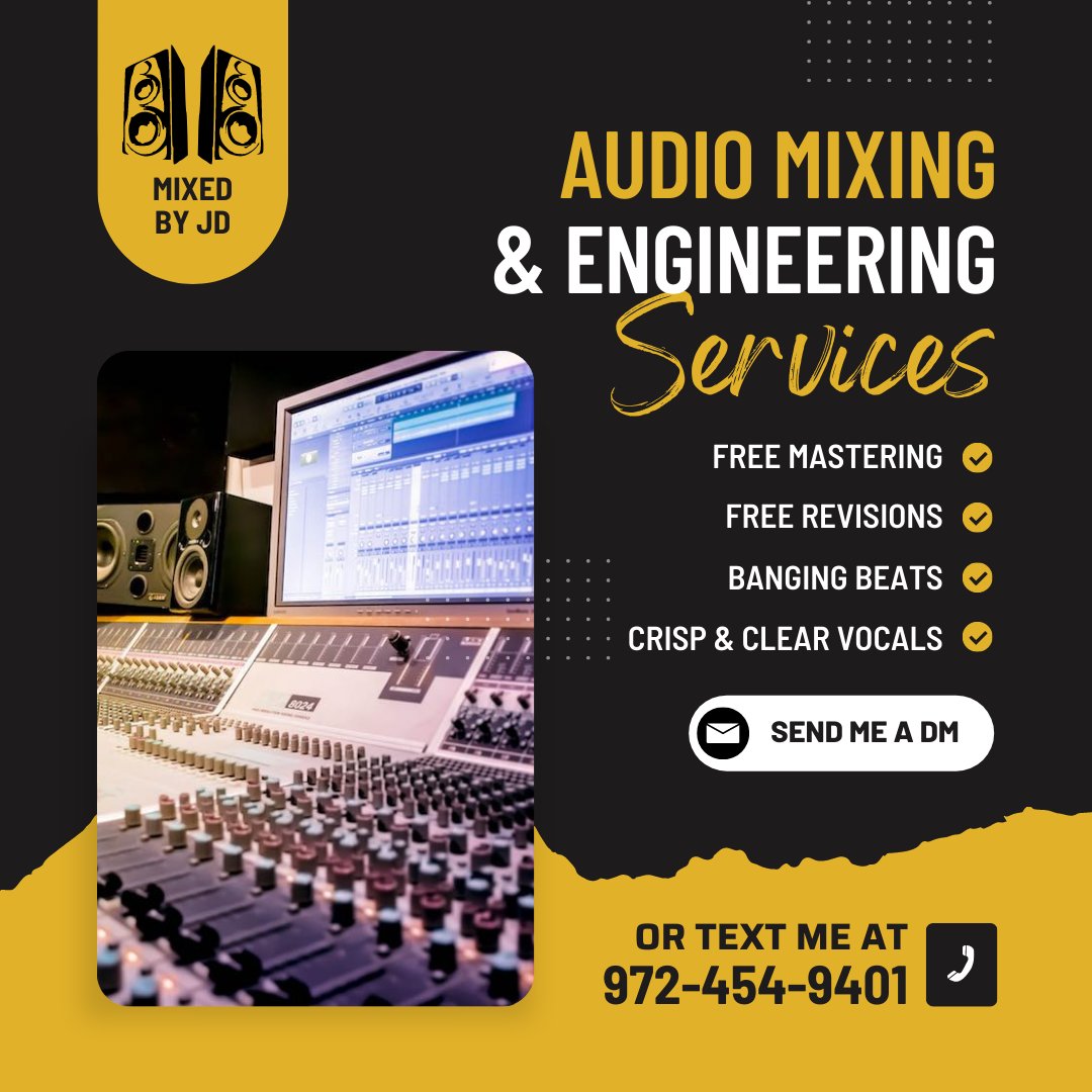Need your songs to sound radio-ready quality?

I got you.

Send me a DM or text for more info.
#audiomixing #mixengineering