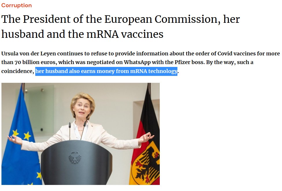 .
Ursula von der Leyen used public funds to OVERPAY for 1.8 billion doses of Pfizer Covid vaccine.

Did she and her husband get a hefty kickback?
.

anti-spiegel.ru/2023/die-eu-ko…