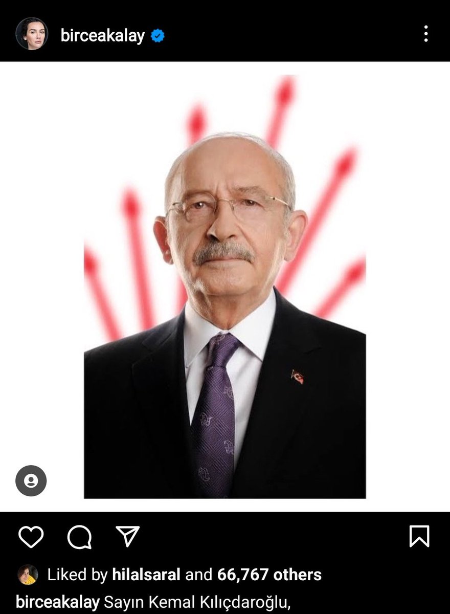 بيرجي اكلاي عبر الانستجرام: 

" عزيزي السيد كمال ، اشكرك من كل قلبي بصفتي فنانة في هذا البلد ، شكرا لعدم تركك خطى القائد المخضرم مصطفى كمال أتاتورك وحاولت الحفاظ عليه في اذهان شبابنا ، سنواصل من أجل العدالة والحب لأننا نعرف ما القوة التي نحتاجها"