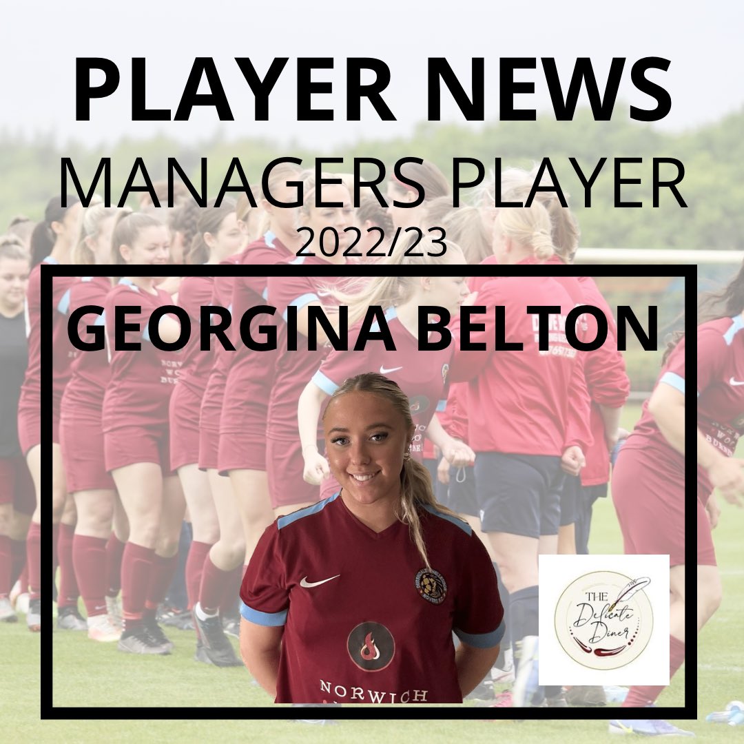 Our 2022/23 Manager’s player of the season in @Georginaab11 
George has been a power house all season and her commitment has been unreal! 
Fully deserved George! 
#UpTheDussy 💜💙💜💙