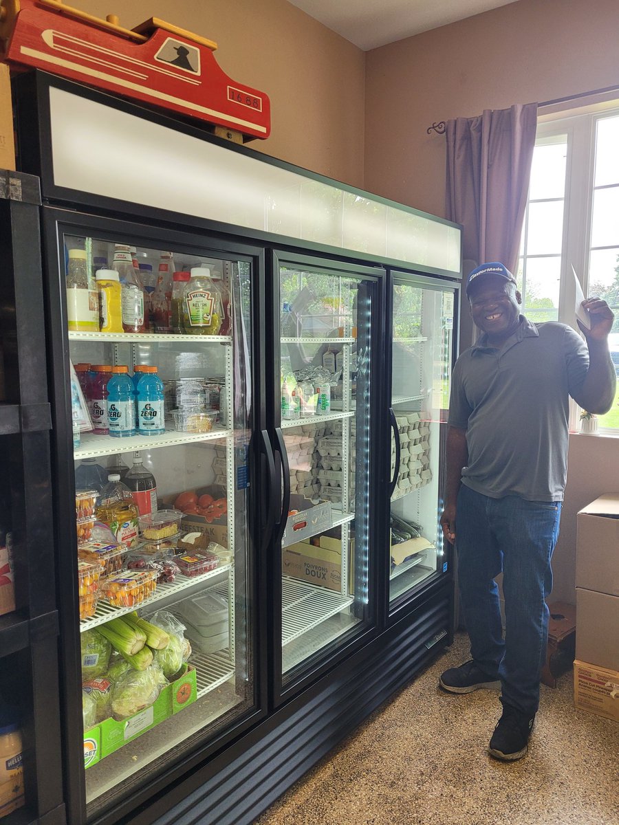 Look at that smile! 

Amherstburg Food&amp;Fellowship Mission President Tim McAllister poses beside the cooler purchased with funding from the ACF.

To make a donation that will go towards great Aburg community initiatives like this please visit amherstburgfoundation.org today!