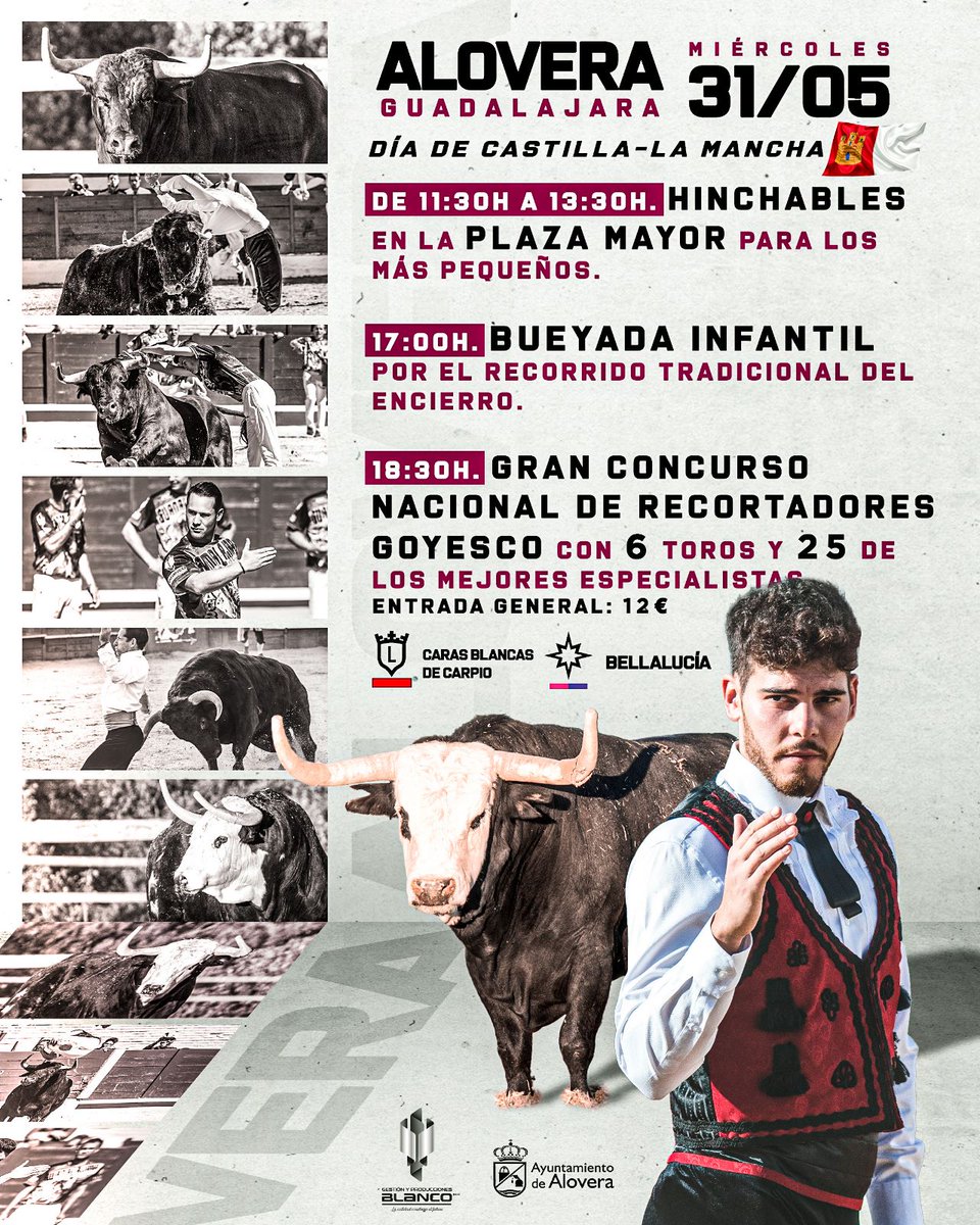 🔴 'Día de Castilla - La Mancha'

📍 𝗔𝗹𝗼𝘃𝗲𝗿𝗮 (Guadalajara)
Miércoles 𝟯𝟭 𝗱𝗲 𝗠𝗮𝘆𝗼 2023 

𝗢𝗿𝗴𝗮𝗻𝗶𝘇𝗮: Gestión y Producciones Blanco
𝗖𝗼𝗹𝗮𝗯𝗼𝗿𝗮: Excmo. Ayto. de Alovera