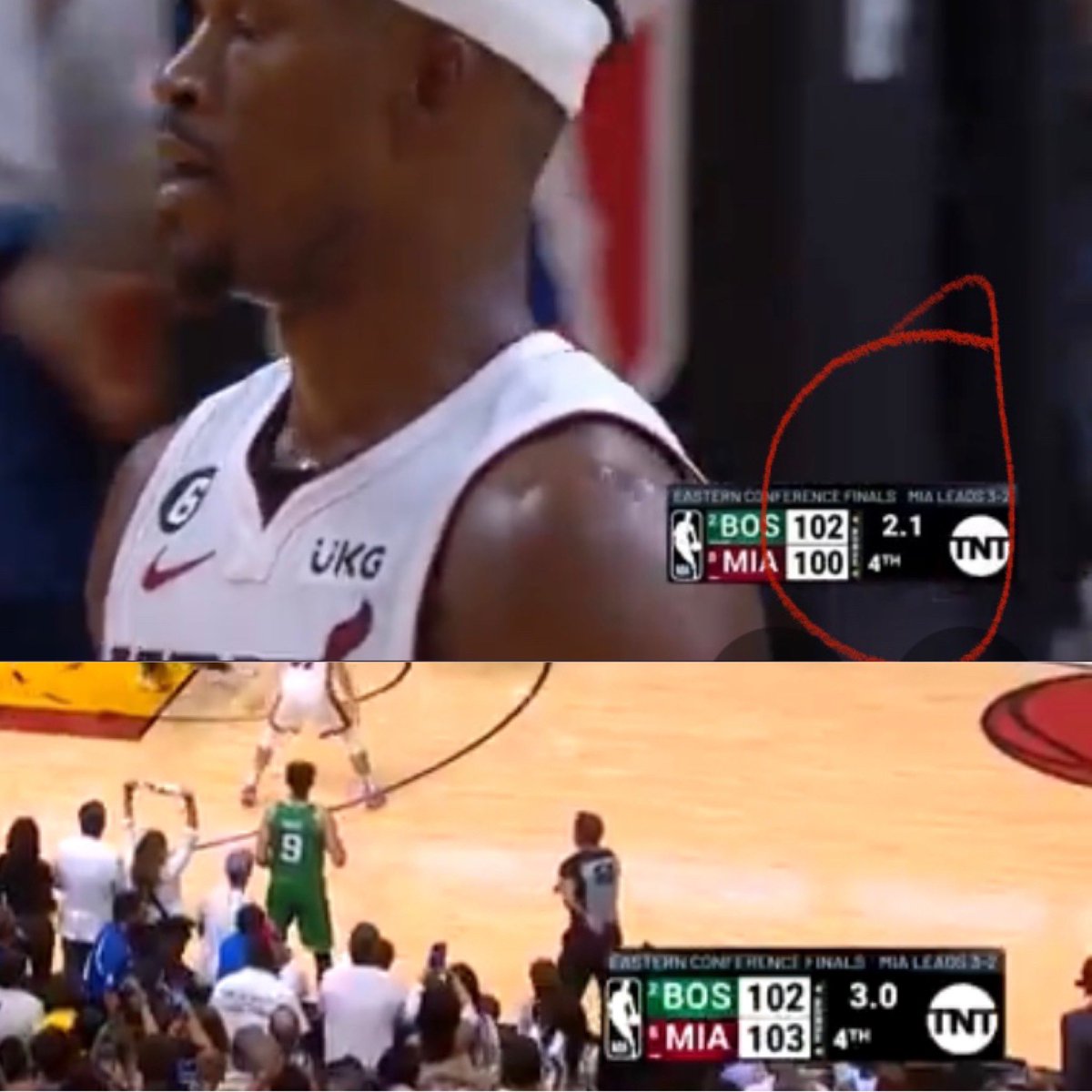 NO1HEATFAN's tweet image. THE NBA IS CORRUPT‼️
The ref raised his arm with a foul call with 2.2 sec left in the game, not 3.0. Jimmy went to the free throw line with 2.1 sec left. I'm ok with giving Boston .1 sec more but instead, they gave them .9 more sec. When Smart missed the 3, the Heat won the game!