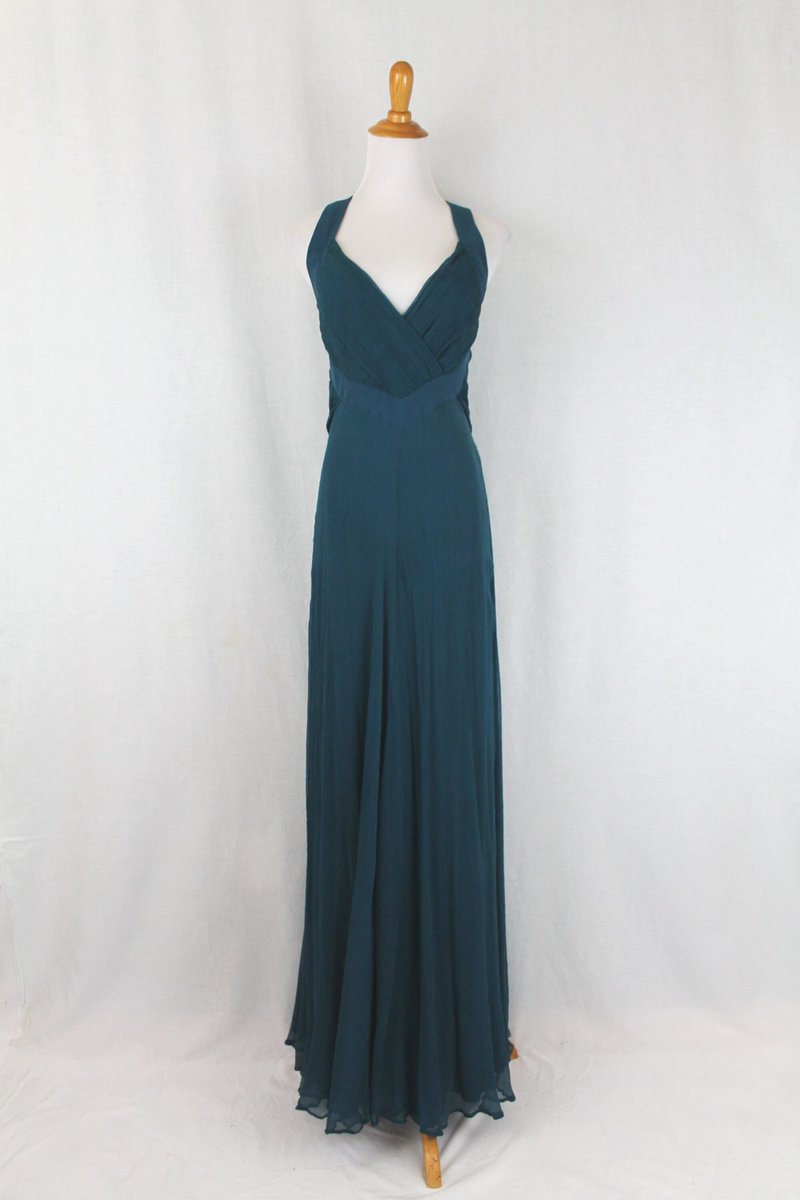 Excited to share the latest addition to my #etsy shop: Vintage TEMPERLEY London Teal Silk Bias Cut Halter Gown UK 12 US 8 etsy.me/3WKHygY #silkchiffongown #crossback #deepv #biascut #teal #formalgown #ballgown #Temperley #Temperleymainline #princessofwhales