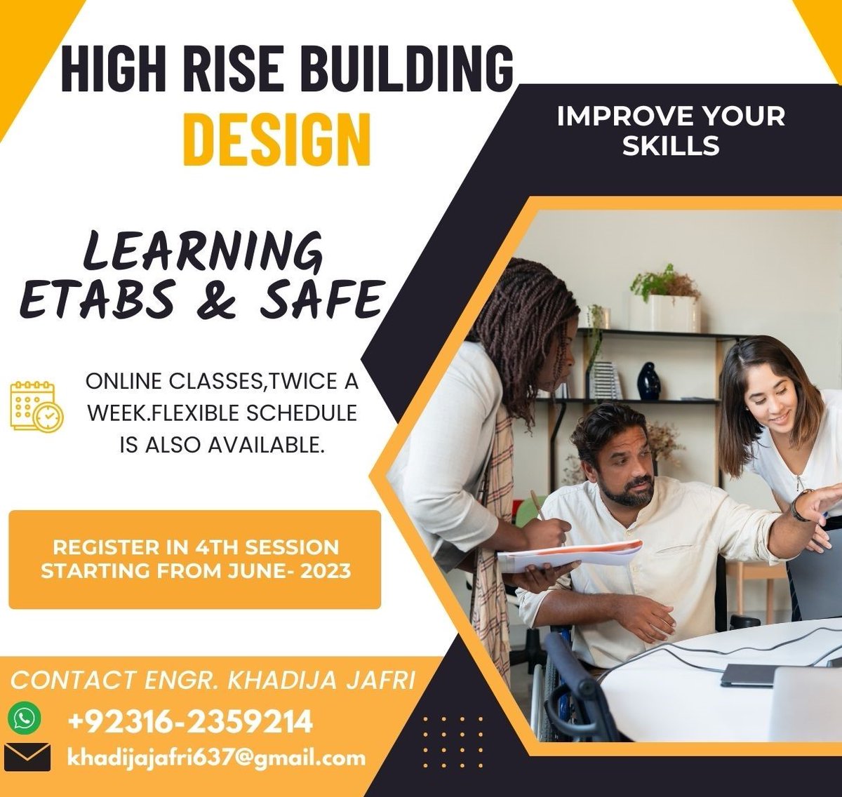 Allahhamdolillah after completion of 3rd successful session of Etabs building design course, the 4th session is starting from June-2023. In this session, we'll learn How to design a tall building using CSI Etabs & CSI Safe softwares as per building codes.Get registered now.