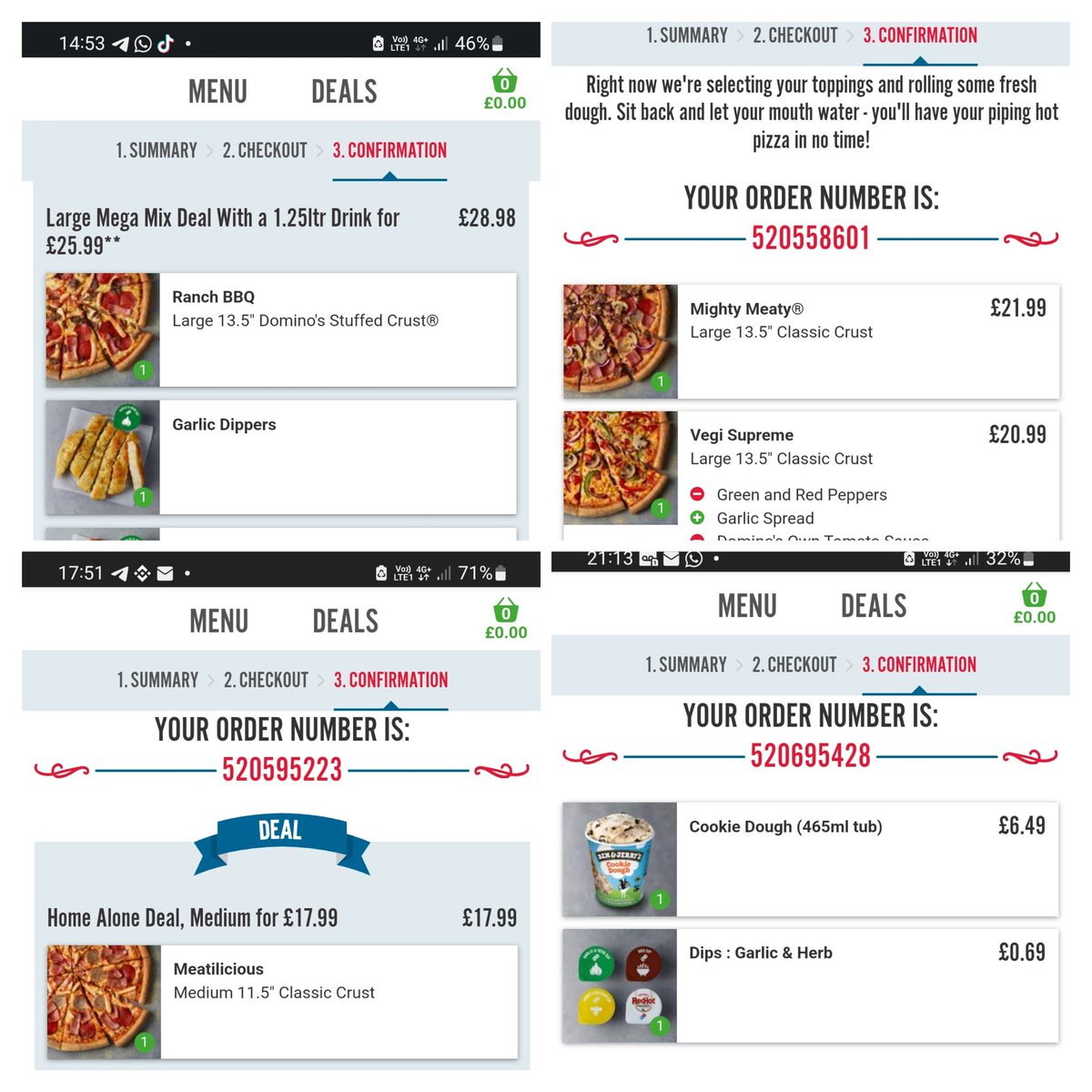 Four happy customers. 50% off domino's 🍕🍕🍕💯