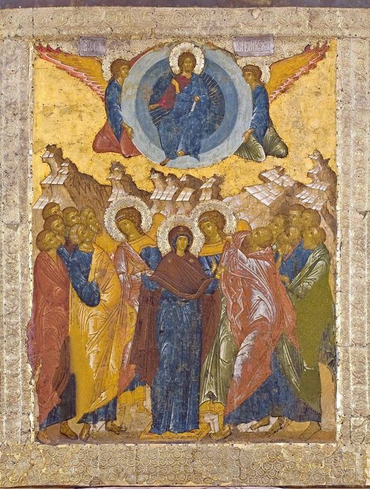 orthodoxholyart's tweet photo. (1/5) 聊聊圣像《基督升天》
东正教的《基督升天》相比天主教这一题材的绘画，无论画师是哪位，古往今来，在构图上都有个比较固定的差异，那就是东正教圣像中的基督是坐着的（图1和2），而天主教的则一般是直立的（图3和4）。...
#东正教 #東正教 https://t.co/MZypHC6b6y