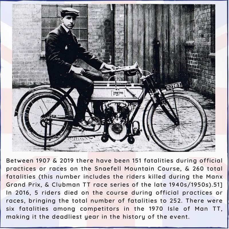 #otd 28 May 1907 – The first Isle of Man TT race is held.

The event is often called one of the most dangerous racing events in the world with 252 fatalities up to 2016.

#isleofman #isleofmantt #Britishhistory #motorsport  #onthisdayinhistory