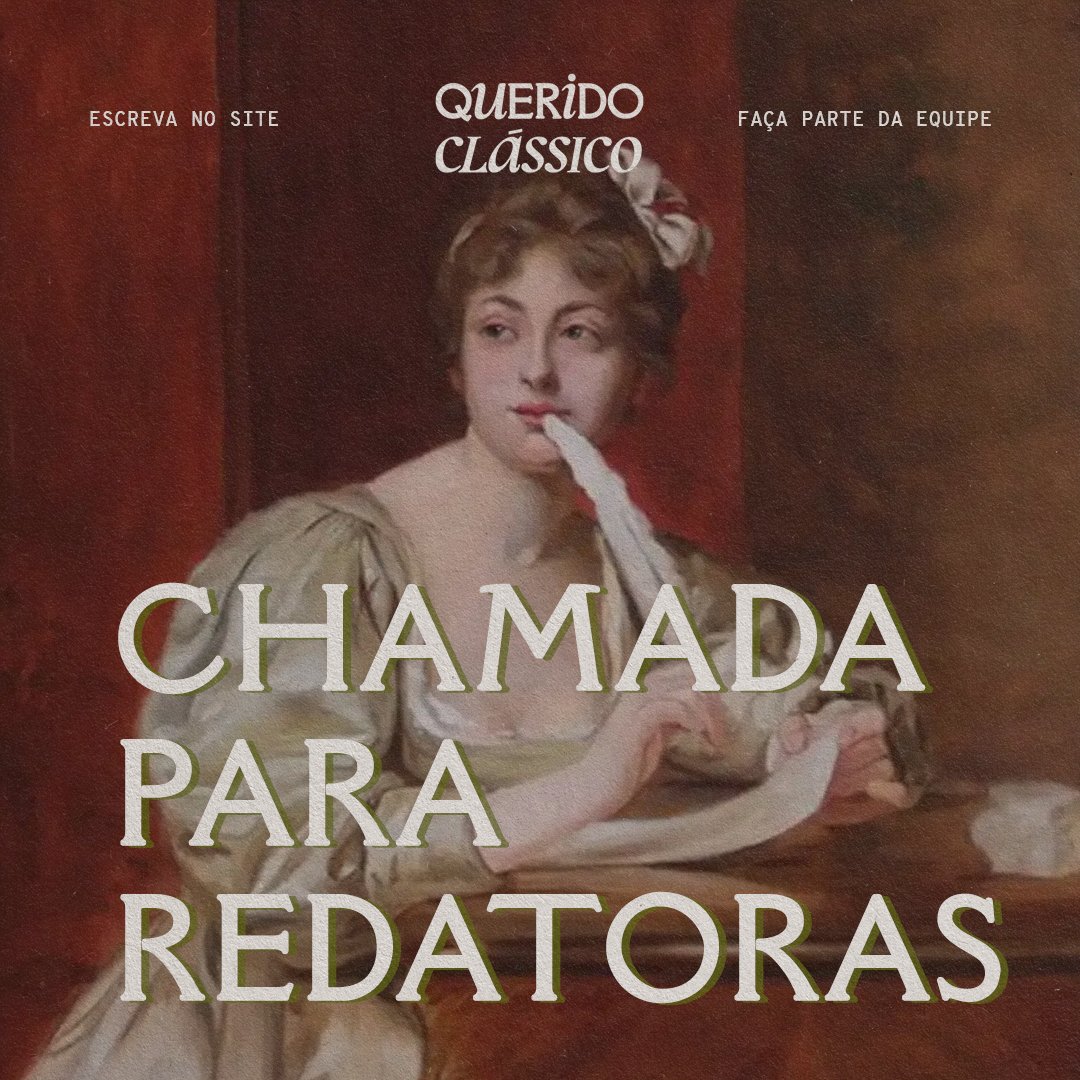 ATENÇÃO 💫

Estamos com chamada aberta para redatoras!

Se você gosta de clássicos ou história e ama escrever, vem com a gente! Basta preencher o formulário para se inscrever: forms.gle/Gregh4iB7Eu9nK… As inscrições vão até o dia 28/06.

Faça parte do time QC 🖤