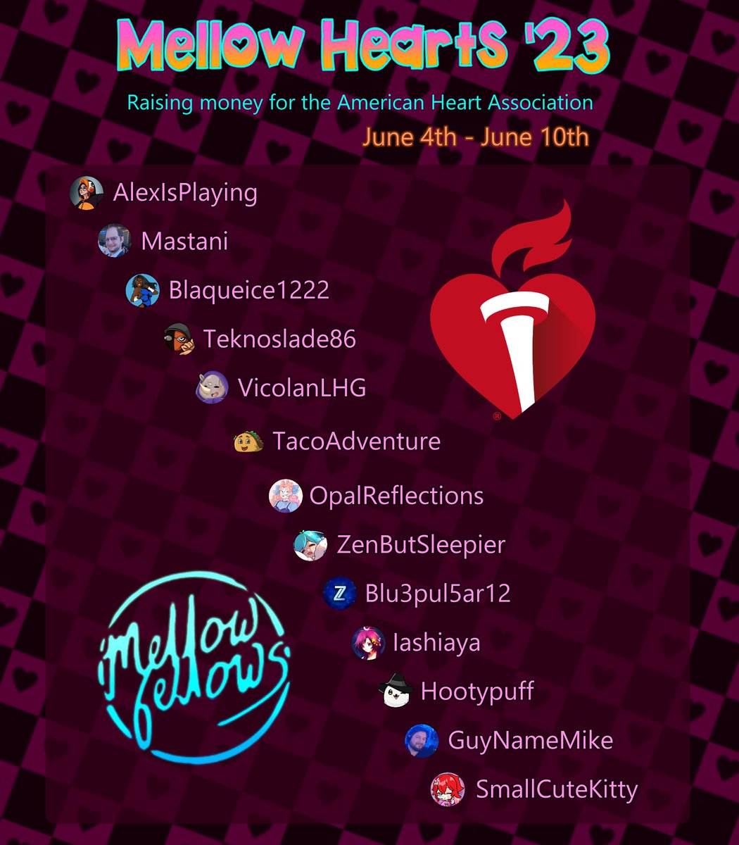 Mellow Hearts '23 is coming up fast! We're excited to share with you our current lineup for the event! Keep an eye out for the official schedule in the coming days. It's almost time and we're just about ready!