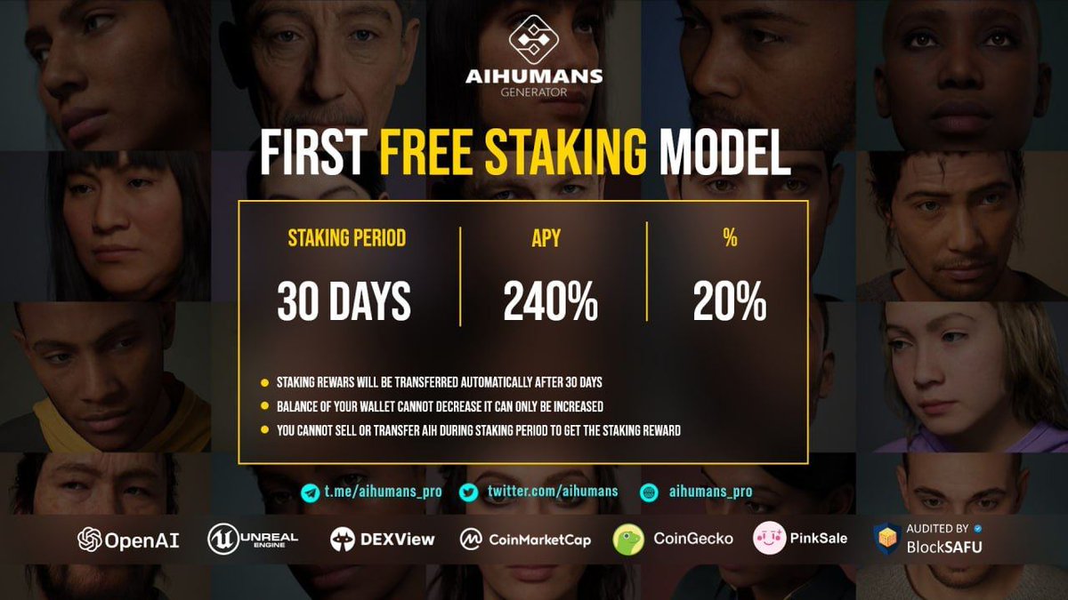 AIH revolutionize "open and free model" in staking tokens. Sit back and HOLD, we'll take care of the rest. Stay tuned for more🚀