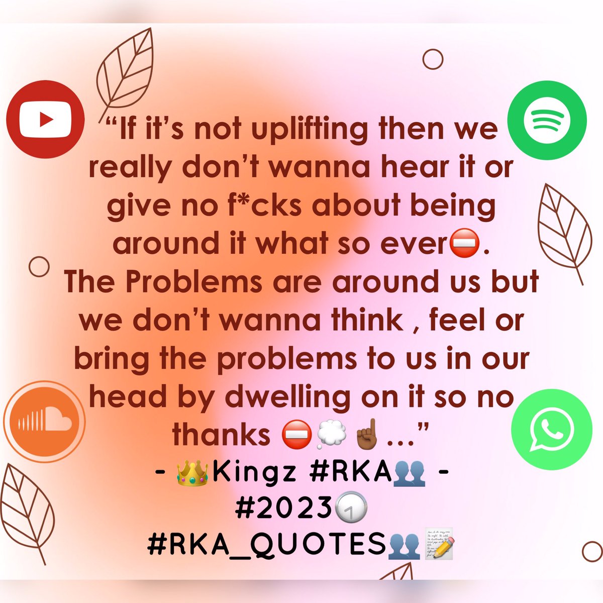 Kingz_MGs's tweet photo. #RKA_QUOTES👥📝 #2023⌚️
- 👑Kingz #RKA👥 -
(📸 2023 📸)
#RKA youtube page💻:
https://t.co/mpMOGJCeKj
#RKA SoundCloud🎵:
Recksz N Kingz #RKA
https://t.co/yuHUjamCfM https://t.co/ljJpjmh26P