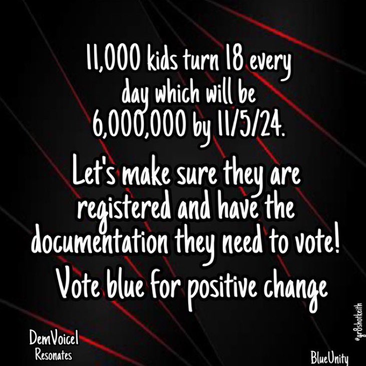 @ElectBlue2024 Every Ballot Counts! I am hopeful with this new generation of voters. 💙
#VoteBlueEveryElection
#BidenHarris2024
#DemVoice1