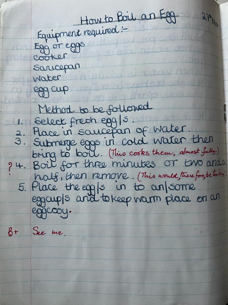 A friend sent me this memory from her school years. So many questions about assessment. What on earth did the teacher want to see her about? What about the spoon, soldiers, salt...