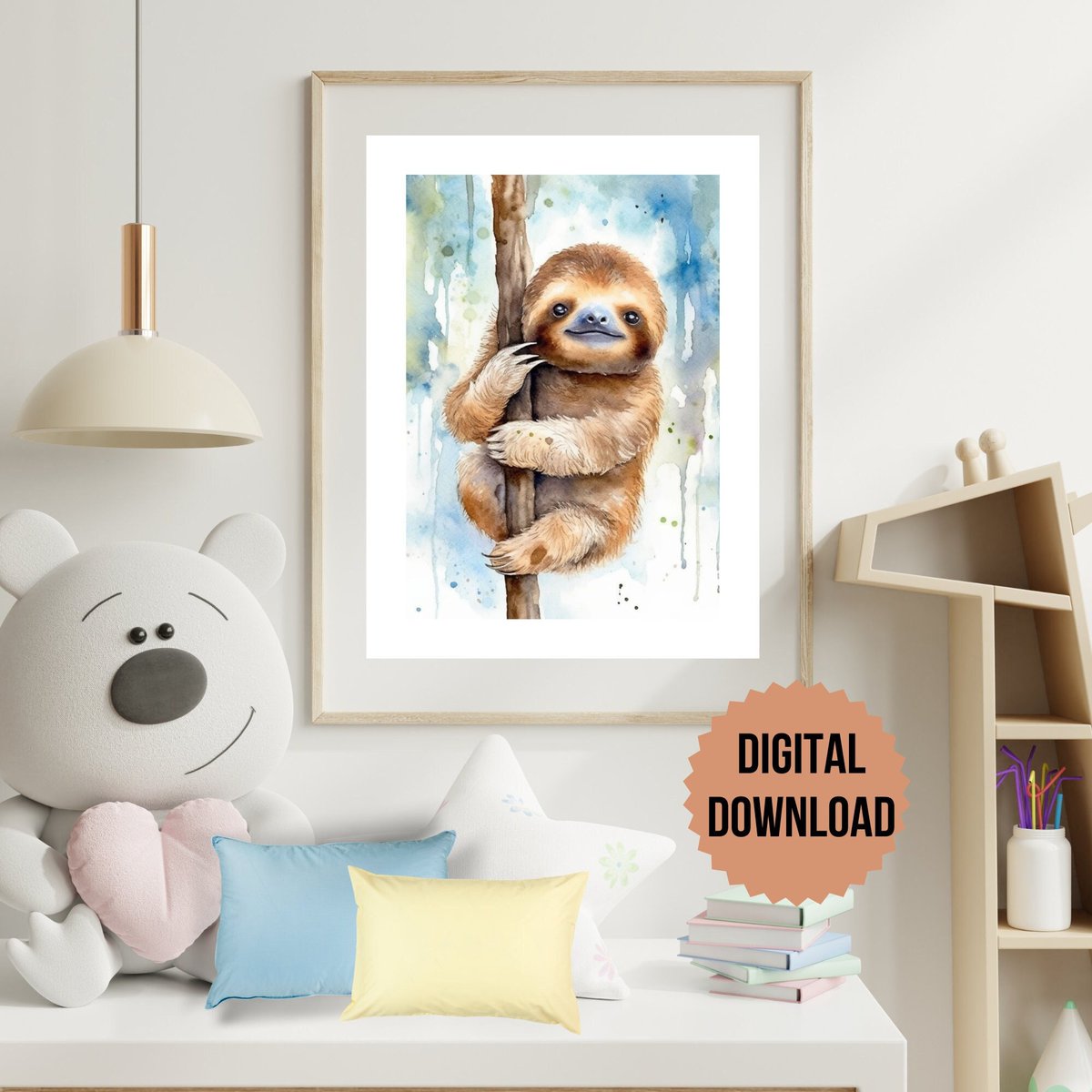Excited to share the latest addition to my #etsy shop: Watercolor Sloth Printable, Sloth Nursery Decor, Sloth Prints, Nursery Wall Art, Nursery Decor Boy, Nursery Decor Girl etsy.me/42d6NJG #unframed #bedroom #animal #watercolorsloth #slothlovers #cutesloth #wa