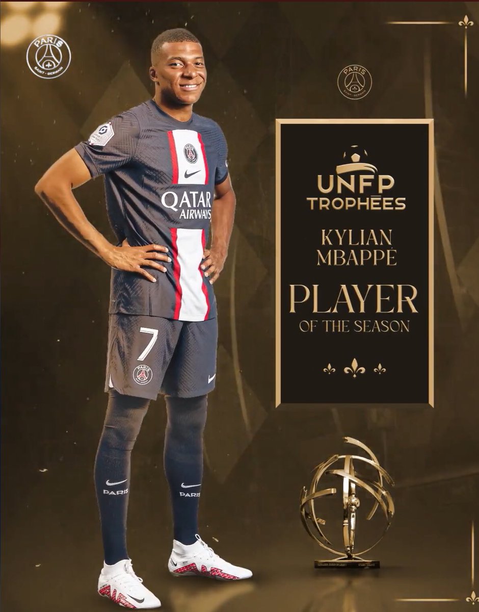 🚨🚨 | Kylian Mbappe wins UNFP Player Of The Season award 🥇🏆🐢 

#trophéesunfp ❤️💙