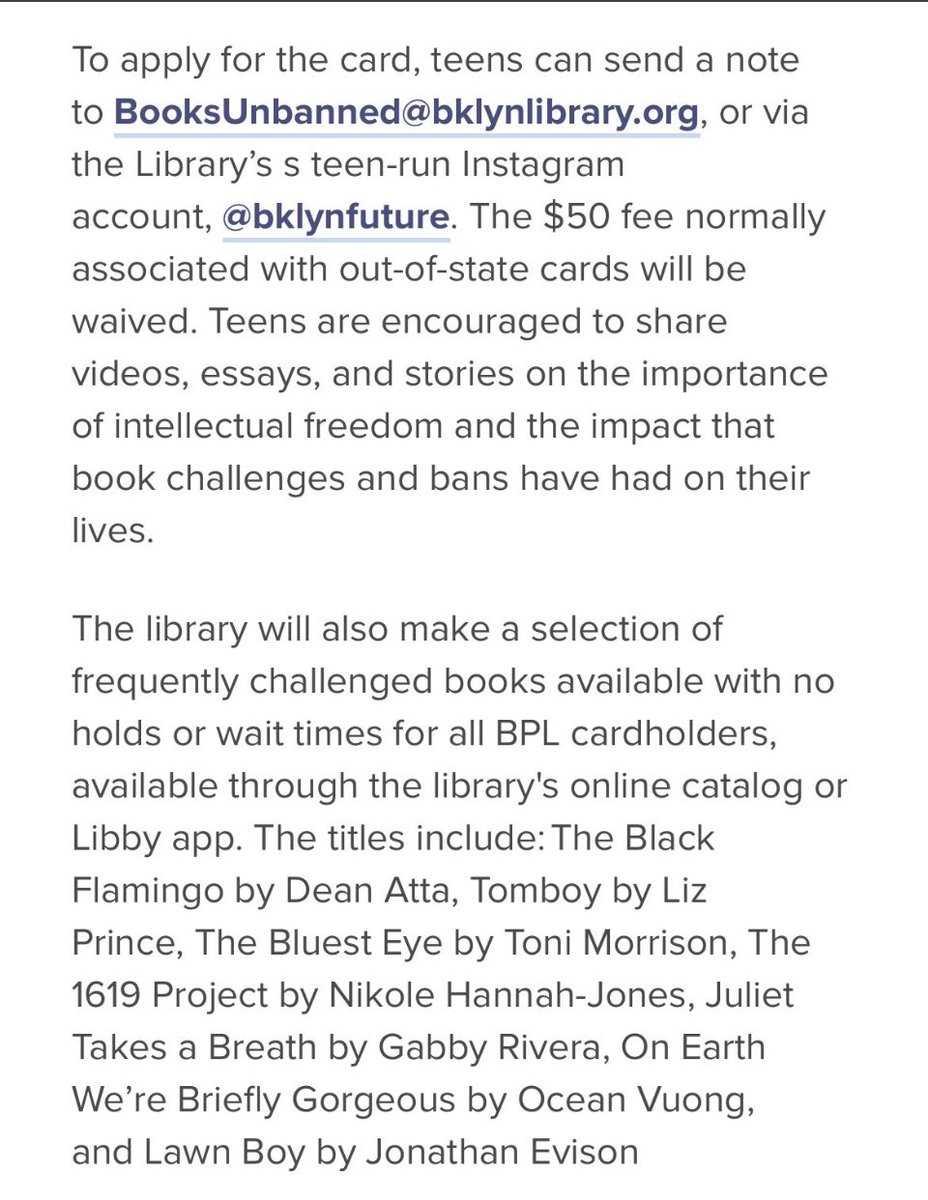 cclovephd's tweet photo. @brainpicker Brooklyn, NY library offering library e-cards to all US teens, no charge. https://t.co/ZLMAbtxySr