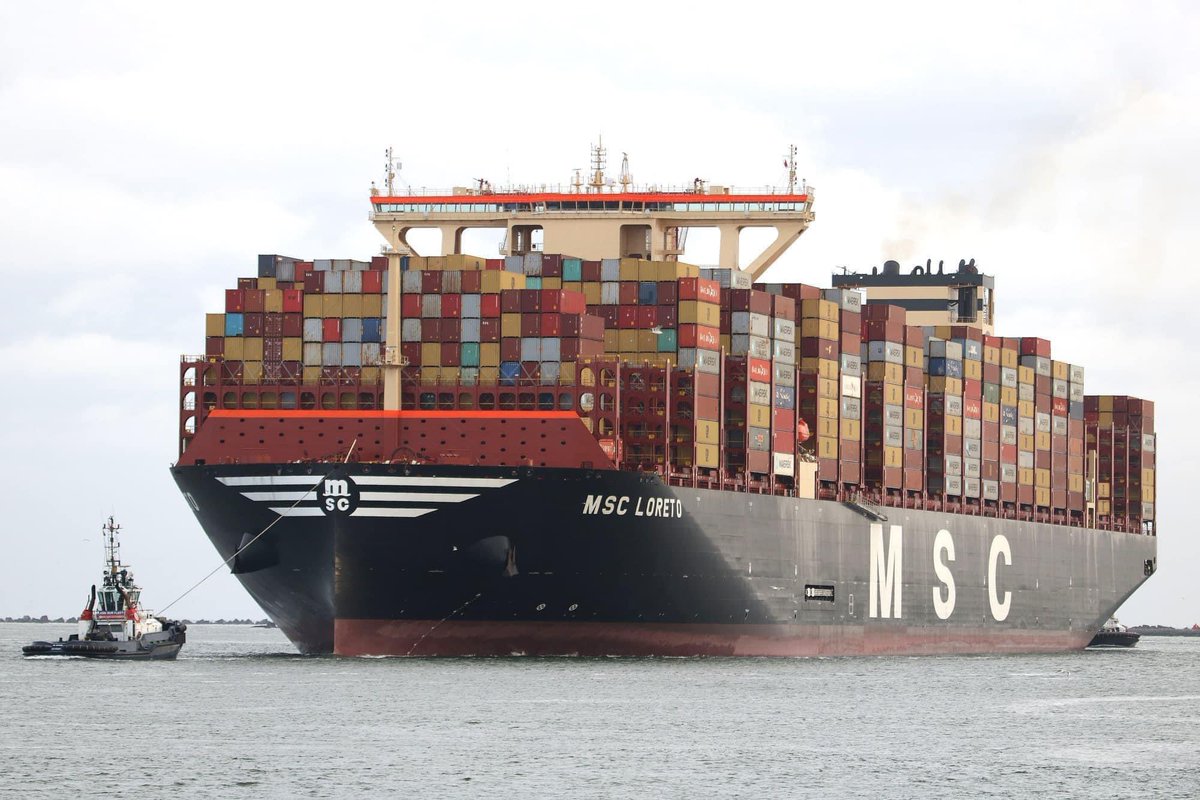The World’s Largest Containership - “MSC Loreto”

Arriving at the Port of Felixstowe tomorrow Monday 29 May
Updates Pictures Videos on our Facebook group

Below is picture of her arriving at Port of Rotterdam 24th May.
Picture Credit: Hannes Van Rijn