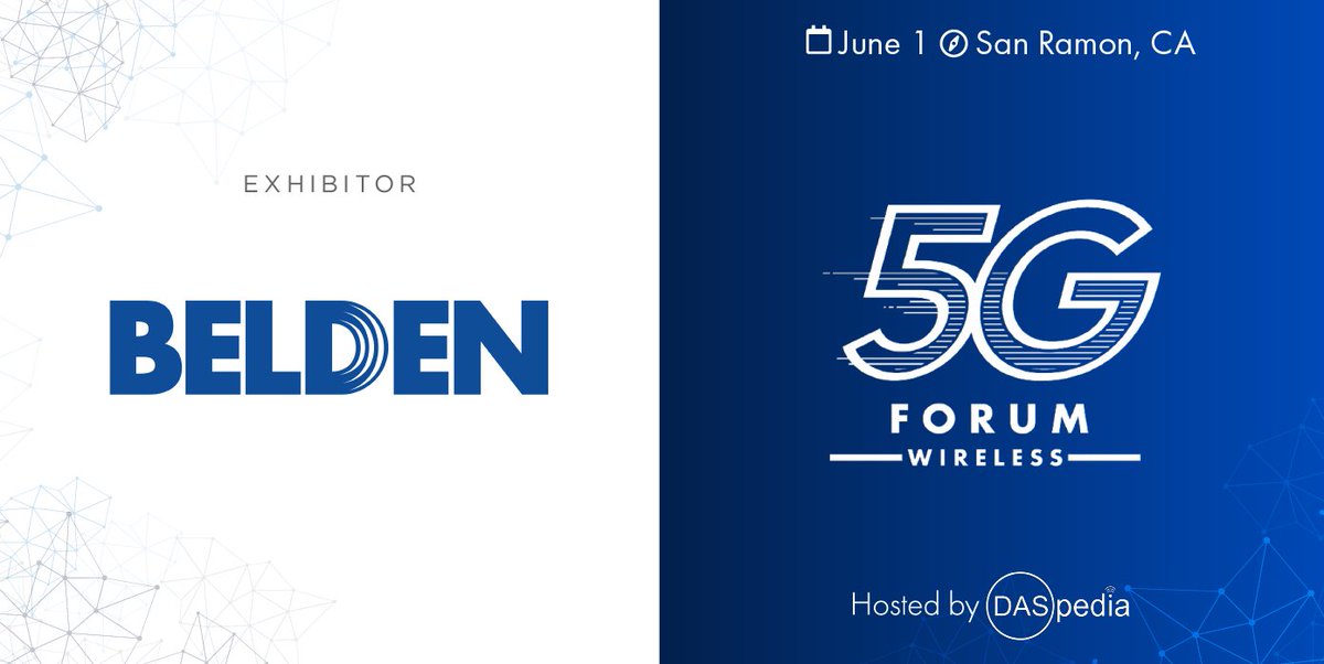 DASpedia's tweet photo. @BeldenEC is exhibiting at DASpedia's 5G Forum on June 1st in San Ramon, CA. For more info, please visit https://t.co/YYJyUO3ywN https://t.co/3SKW4L4Fi0