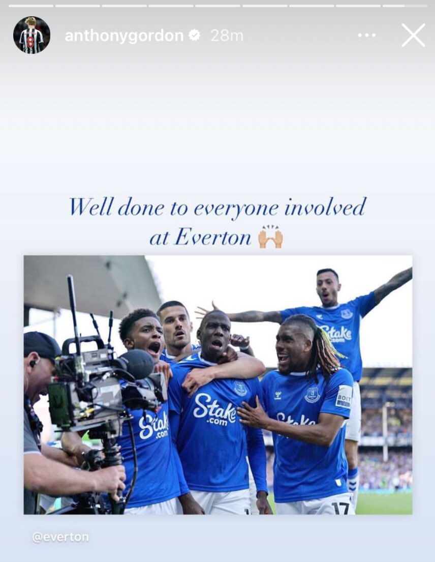 📱Former Everton player, Anthony Gordon’s latest Instagram story post