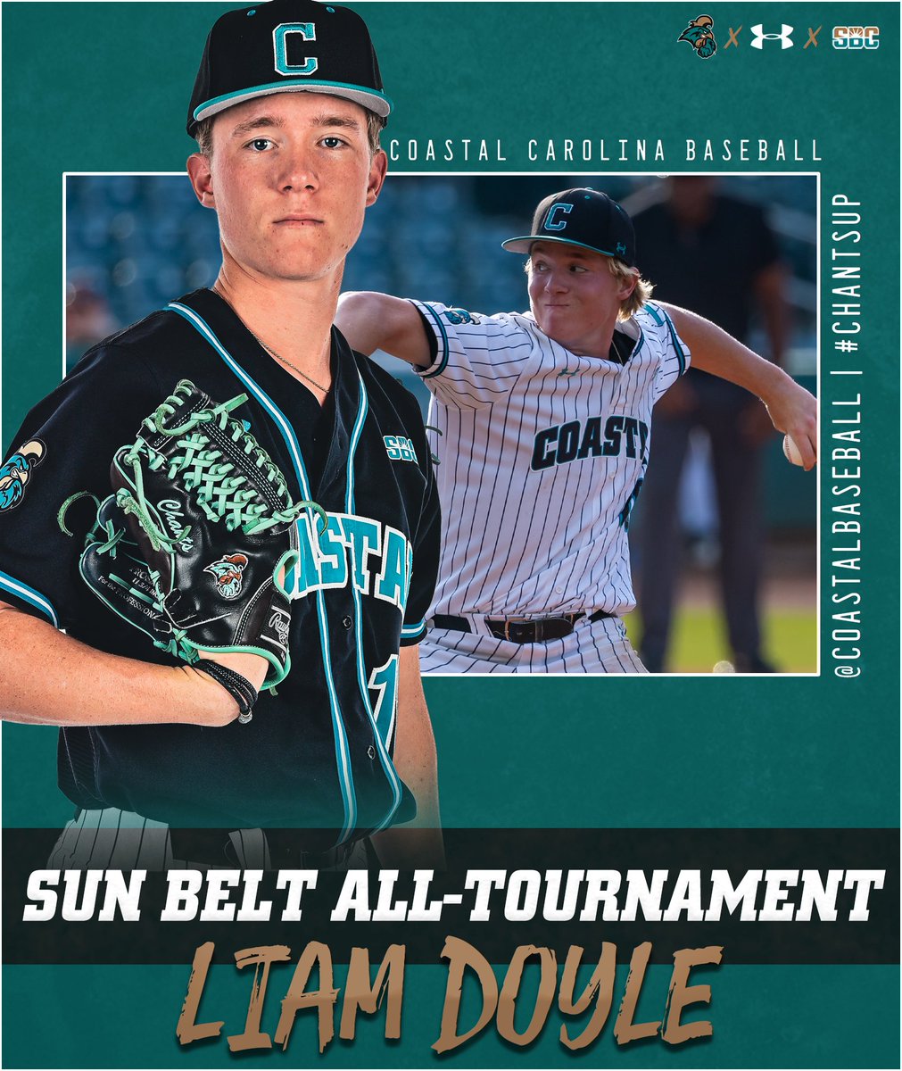 Not a freshman anymore! Congrats <a href="/Doyle22L/">Liam Doyle</a>!
Pitched his way to the #SunBeltBSB All-Tournament team. 
#Relentless | #Selfless