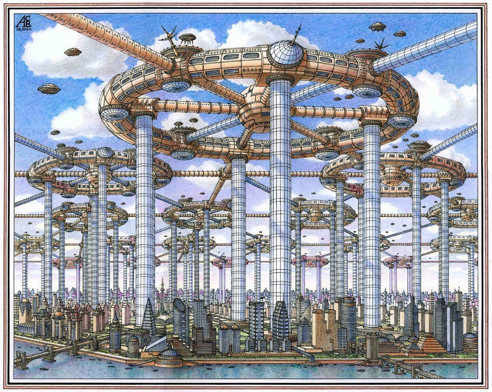 xe0_xeo's tweet photo. A collection of artistic pieces from Russian artist Arthur Skizhali-Weiss titled "Architectural Fantasies" https://t.co/NbaOOw1AZL