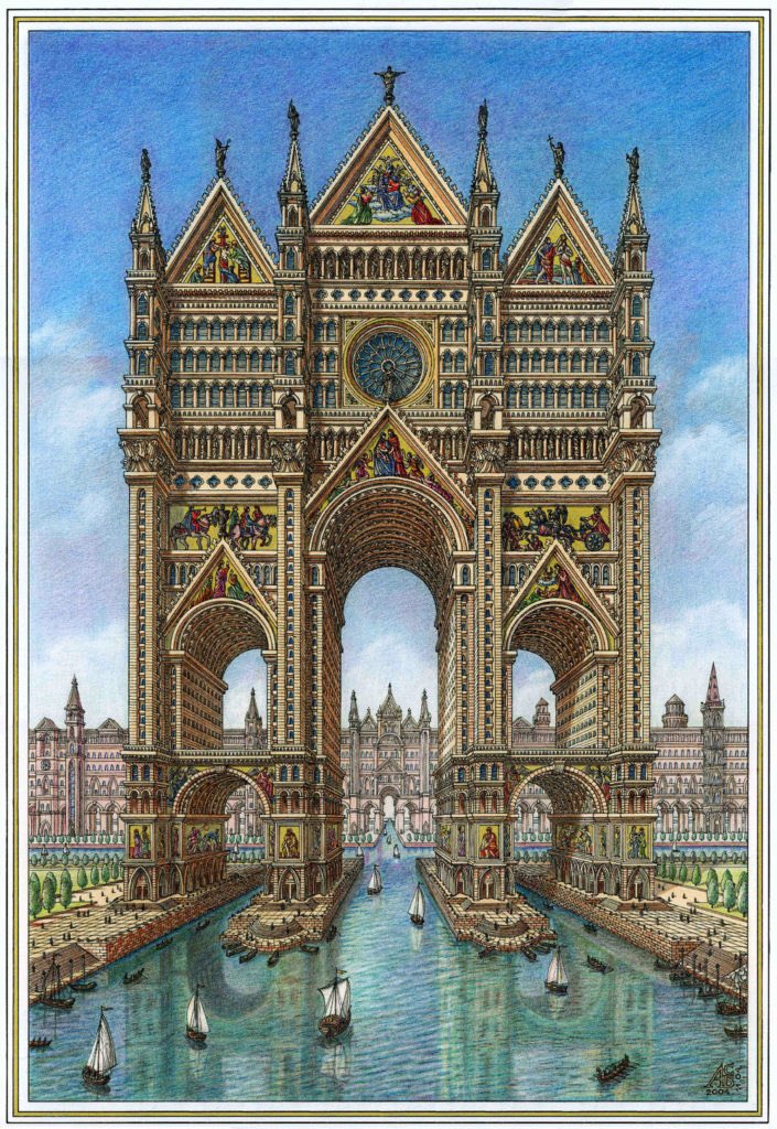 xe0_xeo's tweet photo. A collection of artistic pieces from Russian artist Arthur Skizhali-Weiss titled "Architectural Fantasies" https://t.co/NbaOOw1AZL