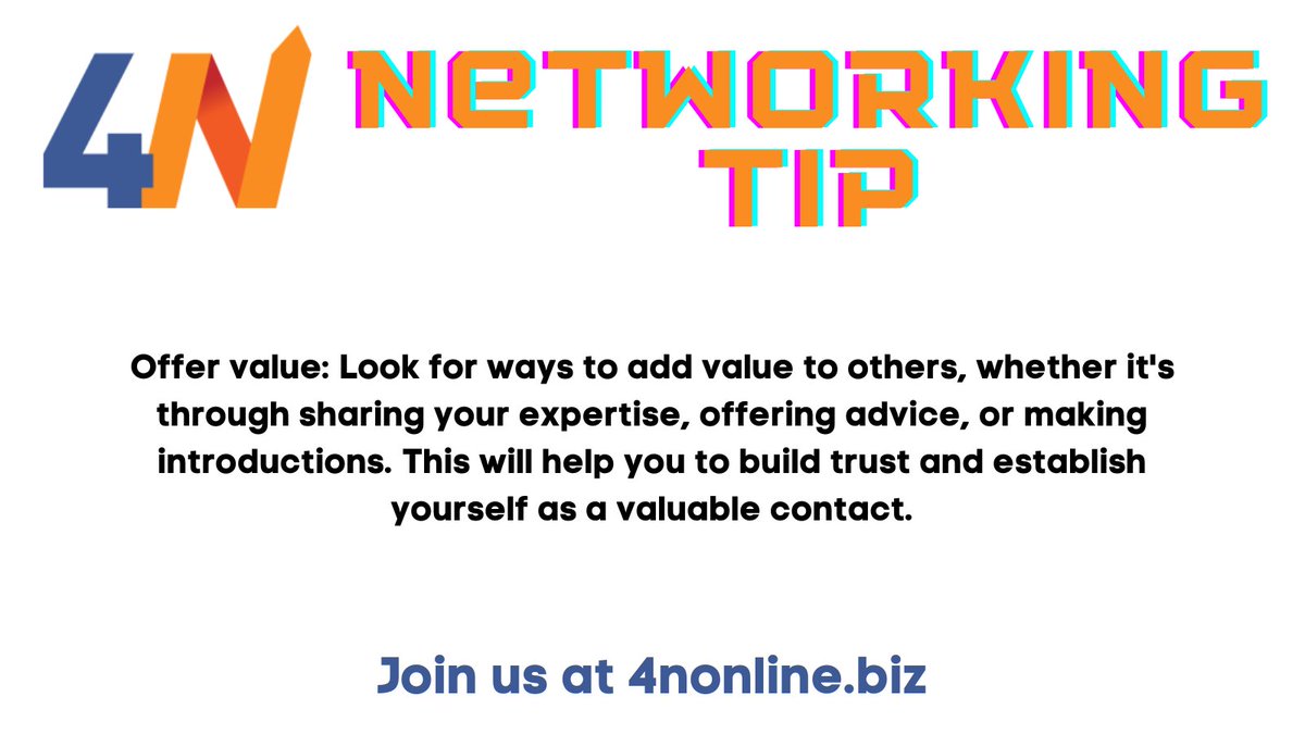 Hi #womaninbizhour we have a #networking tip for you!

Why not join us over at 4nonline.biz

#networkingworks #networkingevent #businessgrowth #businessowner #mhhsbd