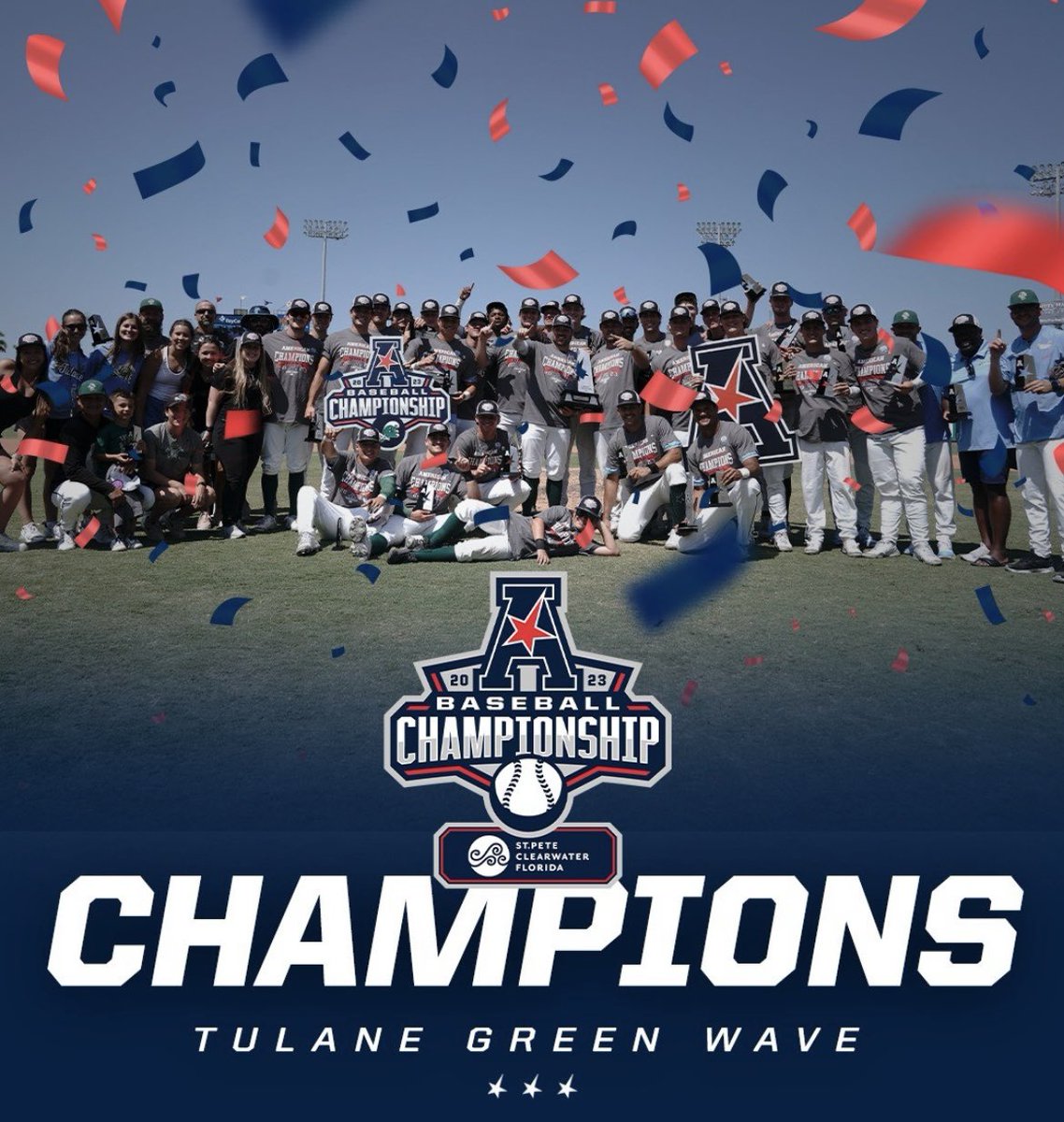 𝐓𝐡𝐞 𝟐𝟎𝟐𝟑 𝐀𝐦𝐞𝐫𝐢𝐜𝐚𝐧 𝐁𝐚𝐬𝐞𝐛𝐚𝐥𝐥 𝐂𝐇𝐀𝐌𝐏𝐈𝐎𝐍𝐒

TULANE GREEN WAVE

#AmericanBSB x <a href="/GreenWaveBSB/">Tulane Baseball</a>