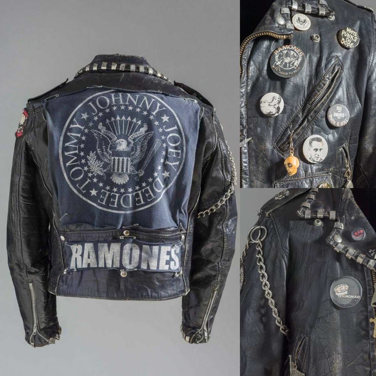 Handmade ramones punk jacket. Manufacturer unknown, current owner Los Angeles County Museum of Art.

#punk #punks #punkrock #oldschoolpunk #ramones #history #punkrockhistory