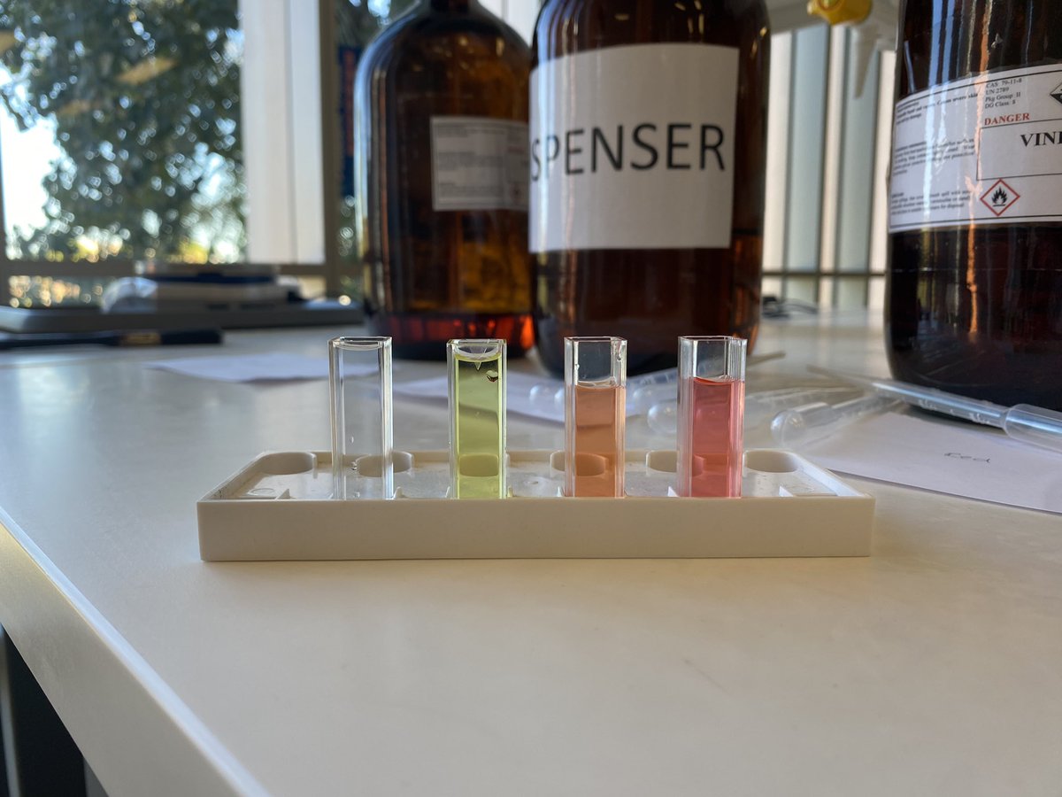 _lisahua1's tweet photo. The students performed serial #dilutions to get calibration curves to then determine how much of each colour was in the unknown solution. They learnt how to use #excel to graph a trendline, and use solver to accurately determine how much of each colour was present.
/5 🧵 https://t.co/GDNGaBdfI9