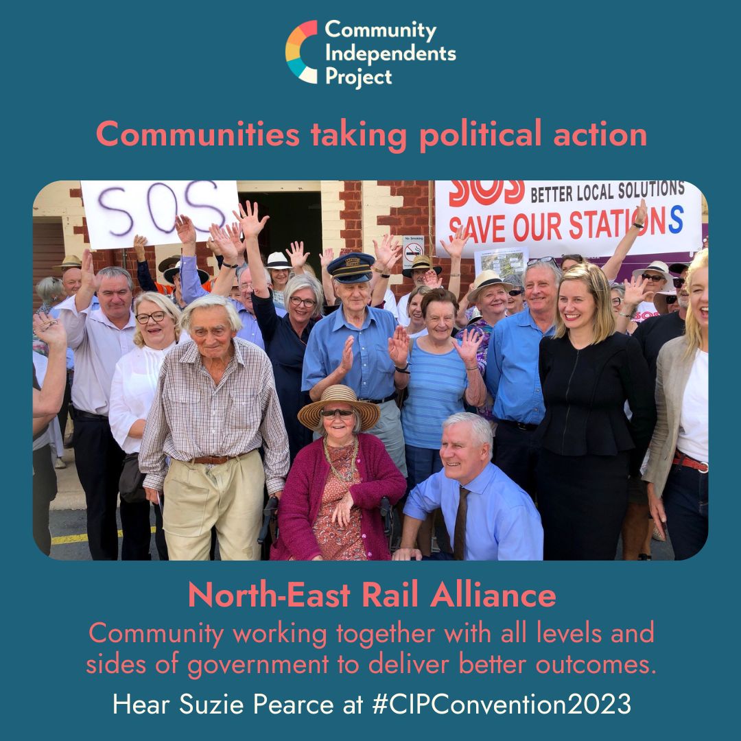 Hear Suzie Pearce from North-East Rail Alliance at #CIPConvention2023 when we spotlight three courageous communities taking political action. communityindependentsproject.org/convention-2023
#GetPolitical #CommunityAction #CommunityPolitics