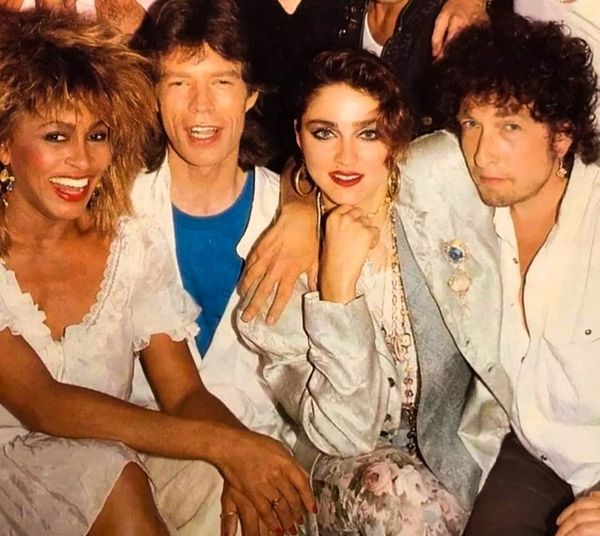 The late Tina Turner, Mick Jagger, Madonna & Bob Dylan #The80s #TheEighties
