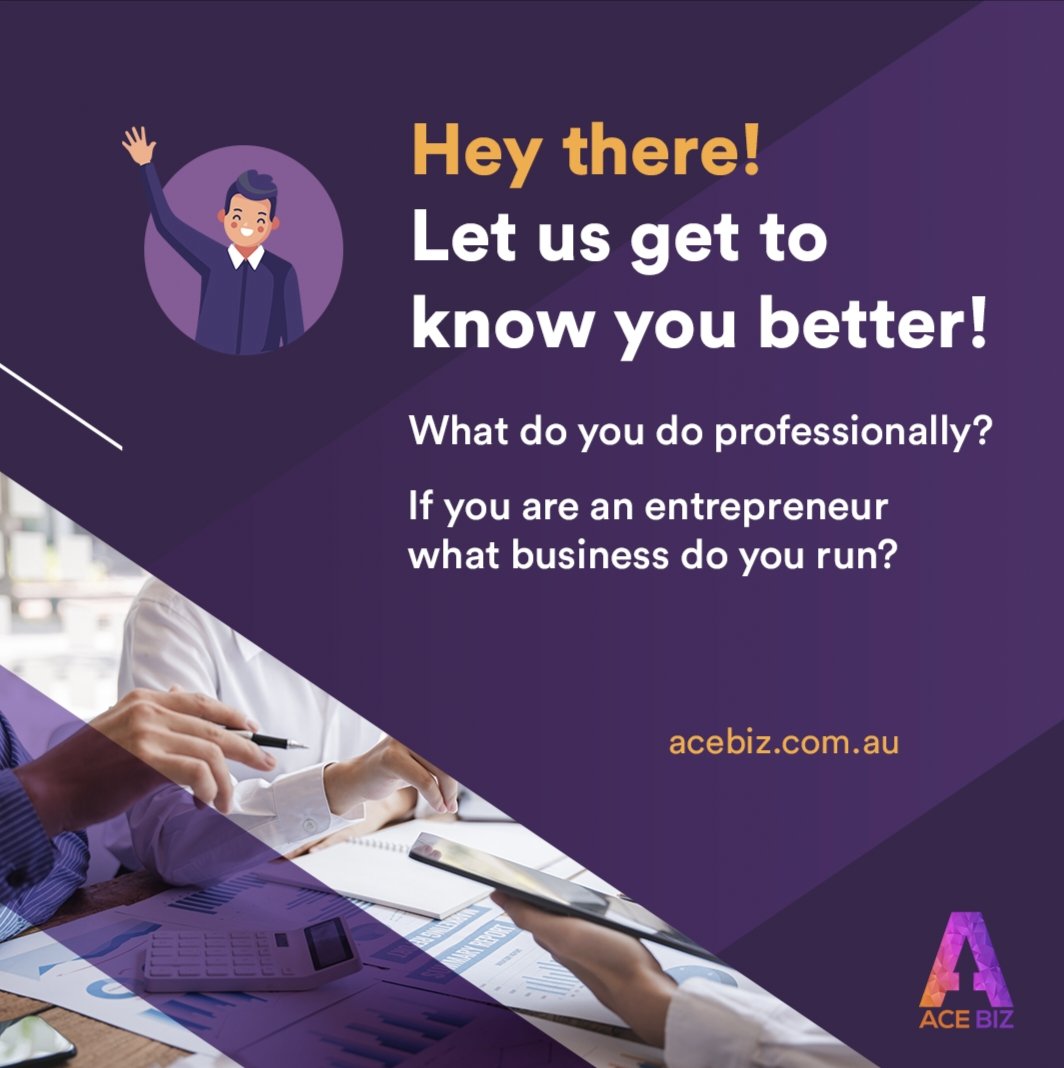 Tell us about you here in the replies!
.
#Acebiz #BusinessAdvisory #BusinessAnalytics #DigitalBookkeeping #SMSF #Australia #AU #Aussie #Aus #Tax #CompanyTax #Finance #Taxation #TaxationAustralia #ATO #BusinessTaxation #Business #AustralianBusiness #Entreprenuers #introduction